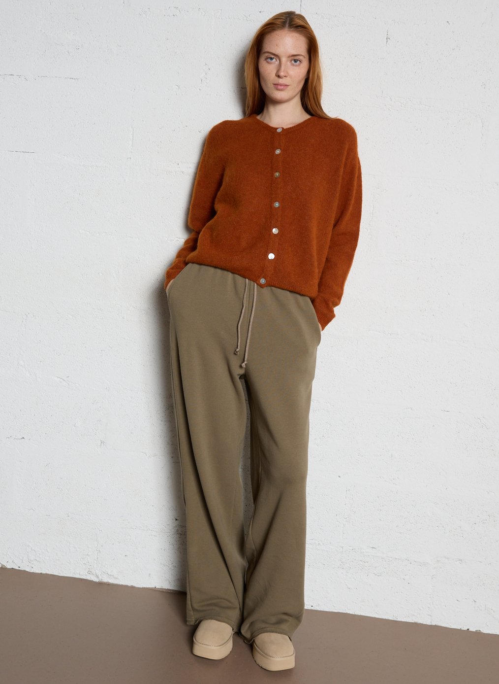 Gilet ample col rond en laine mélangée AMERICAN VINTAGE Marron