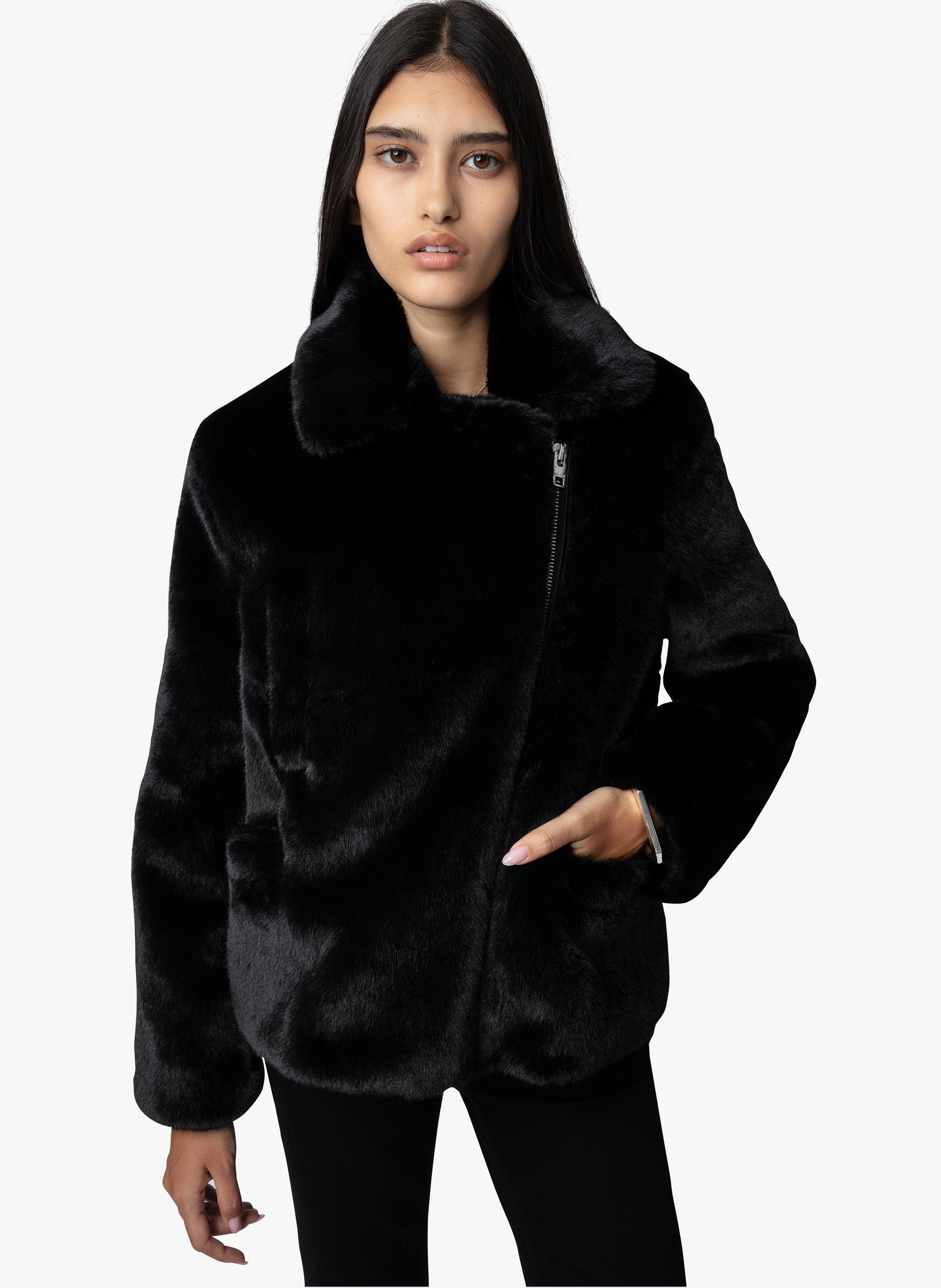 Manteau zippé en fausse fourrure ZADIG&VOLTAIRE Noir