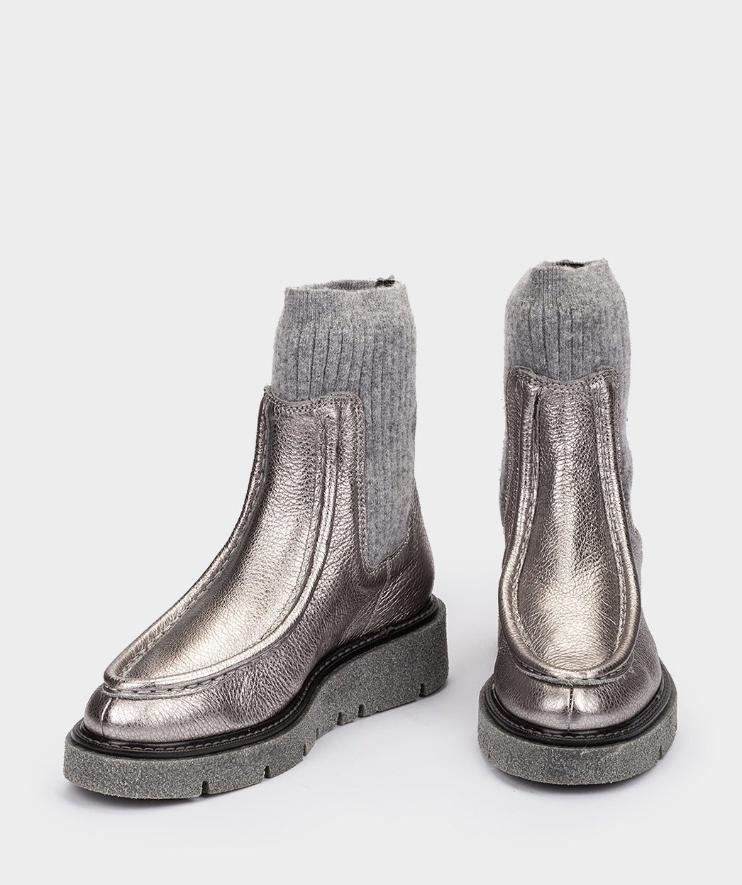 Grey metallic leather ankle boots PEDRO MIRALLES Golden