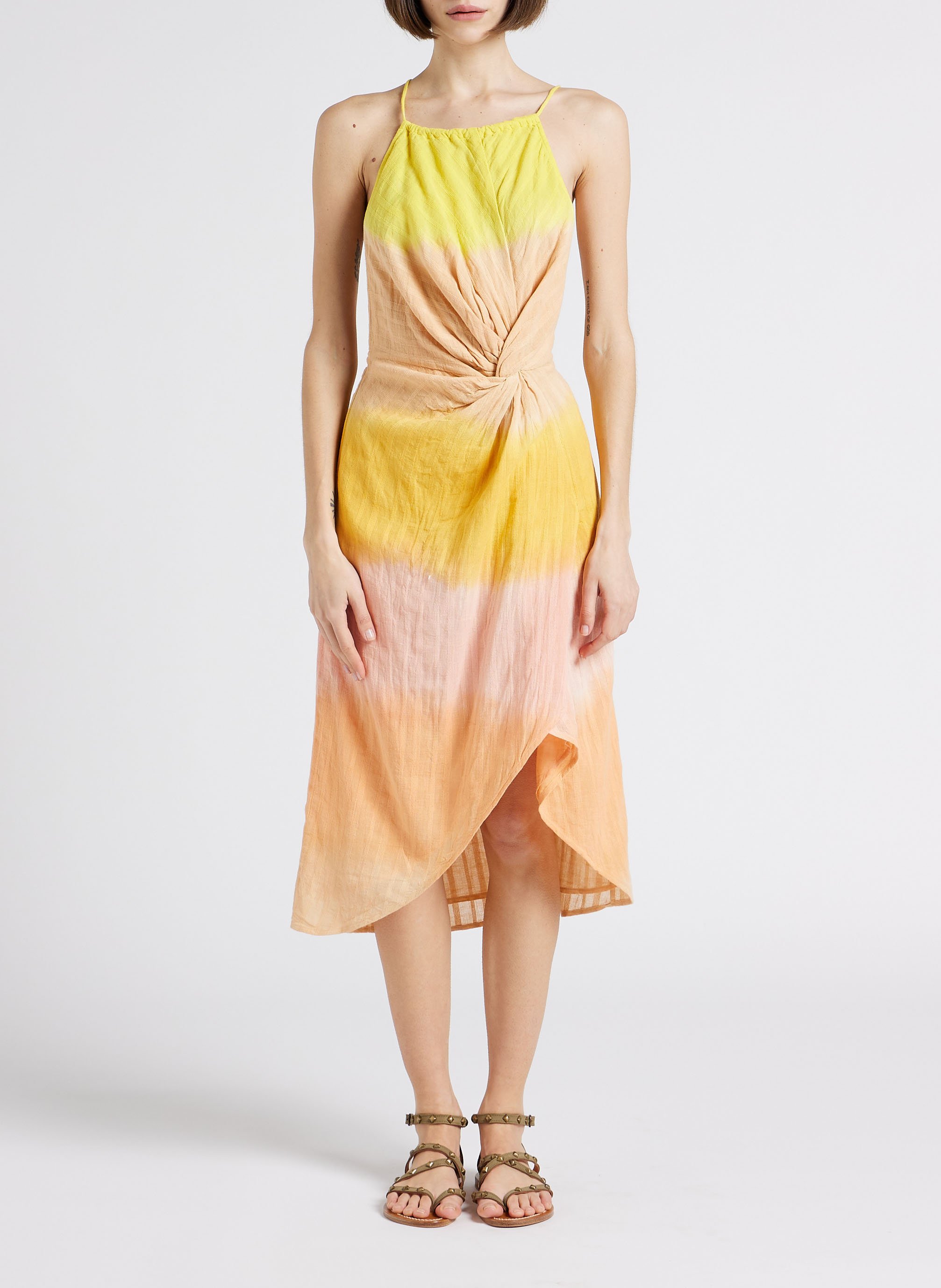 Robe courte asymétrique effet drapé  SUNDRESS Orange