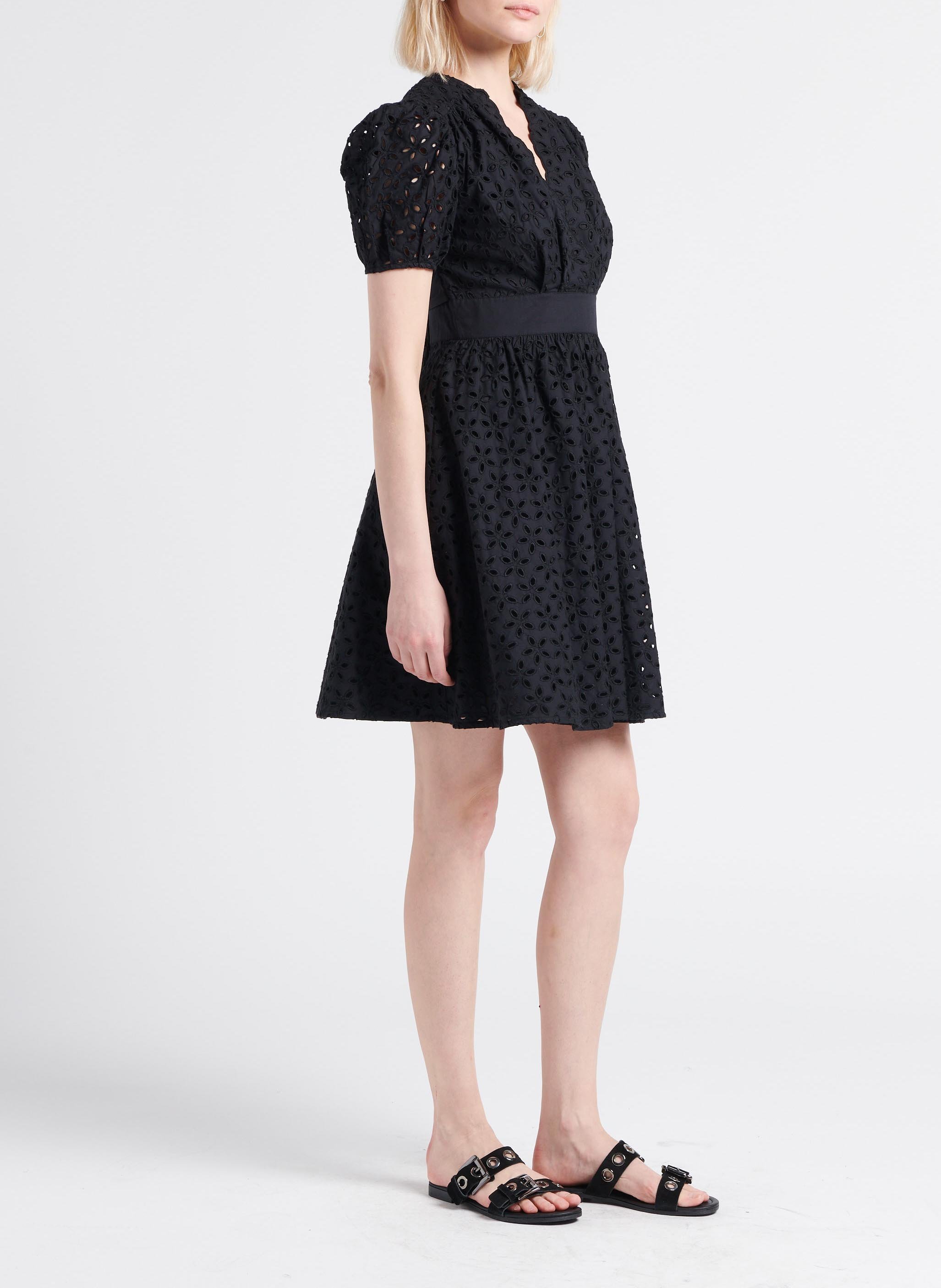 Short cotton broderie anglaise dress PINKO Black
