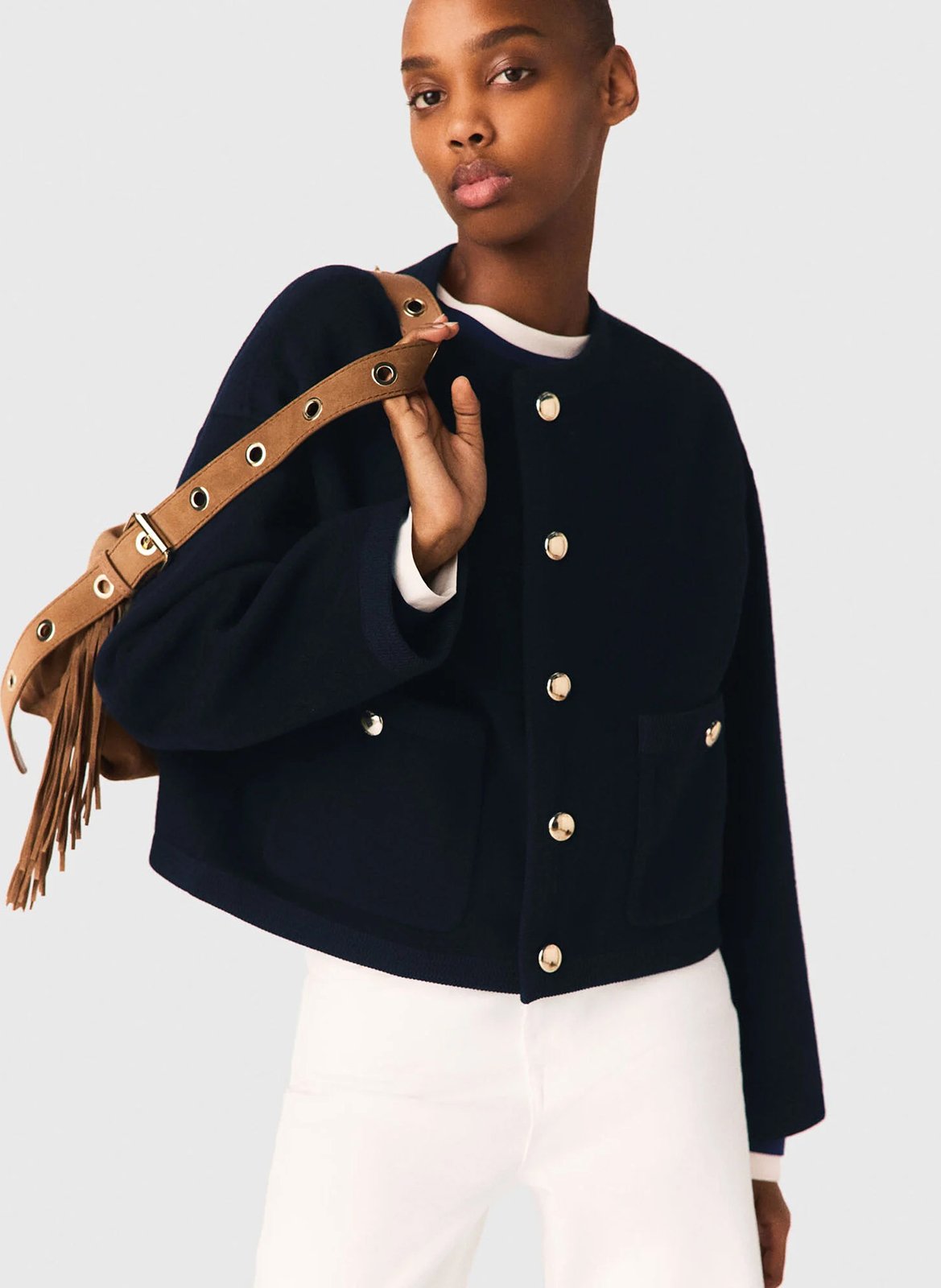 Oversized button-up coat in blended wool MAJE Blue