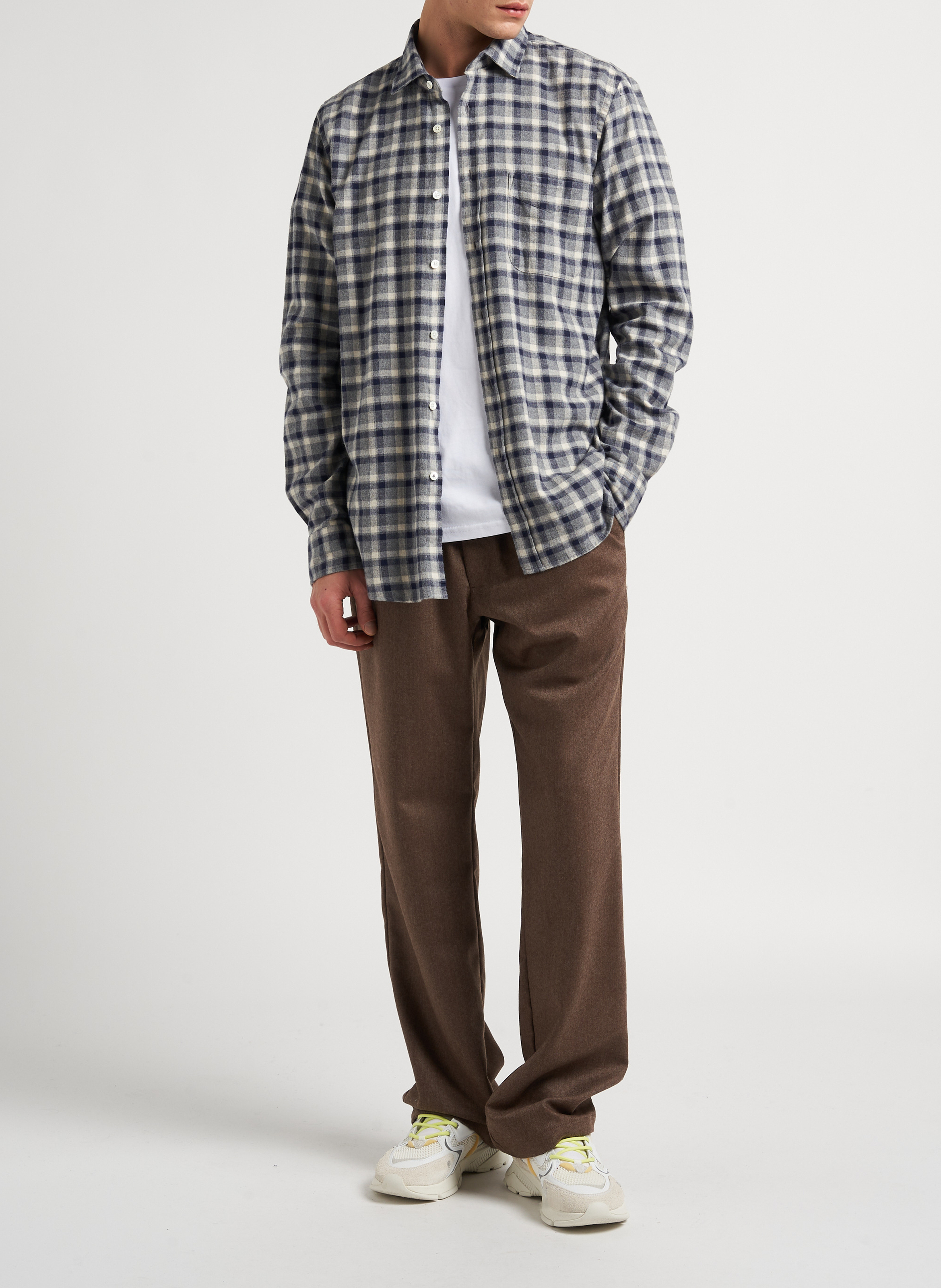 Geruite, katoenen blouse met klassieke kraag HARTFORD Grijs