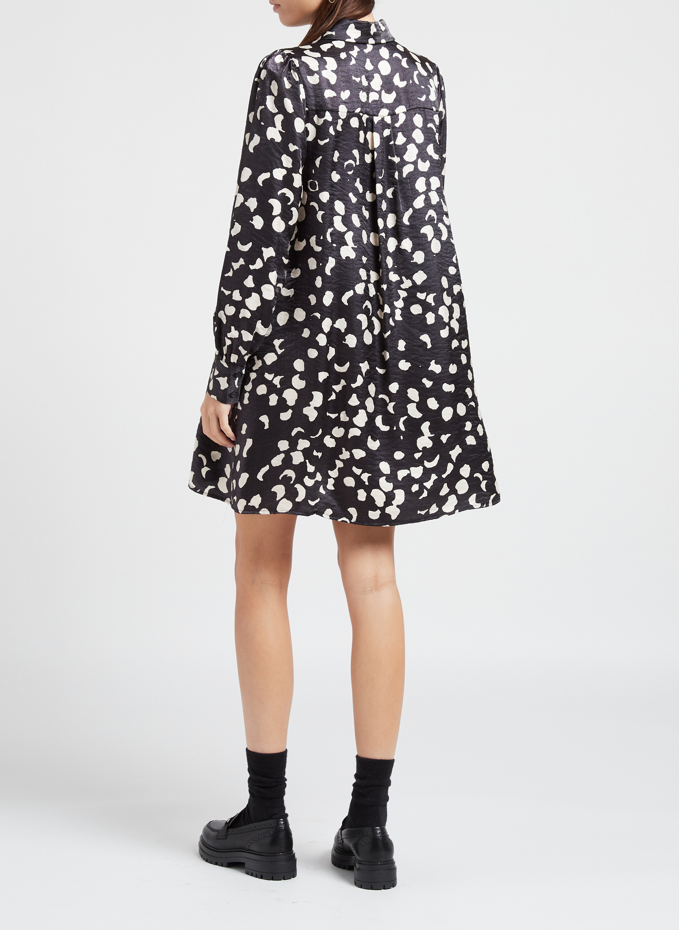 Robe courte col classique imprimée  OBJECT Noir