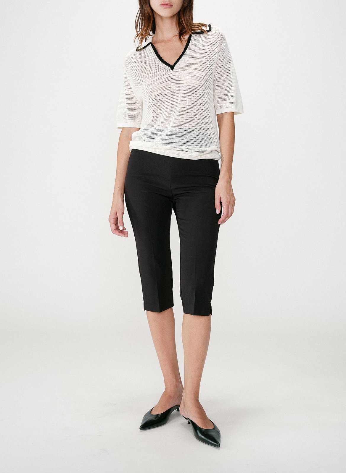 Top col polo en maille GRACE ET MILA Beige