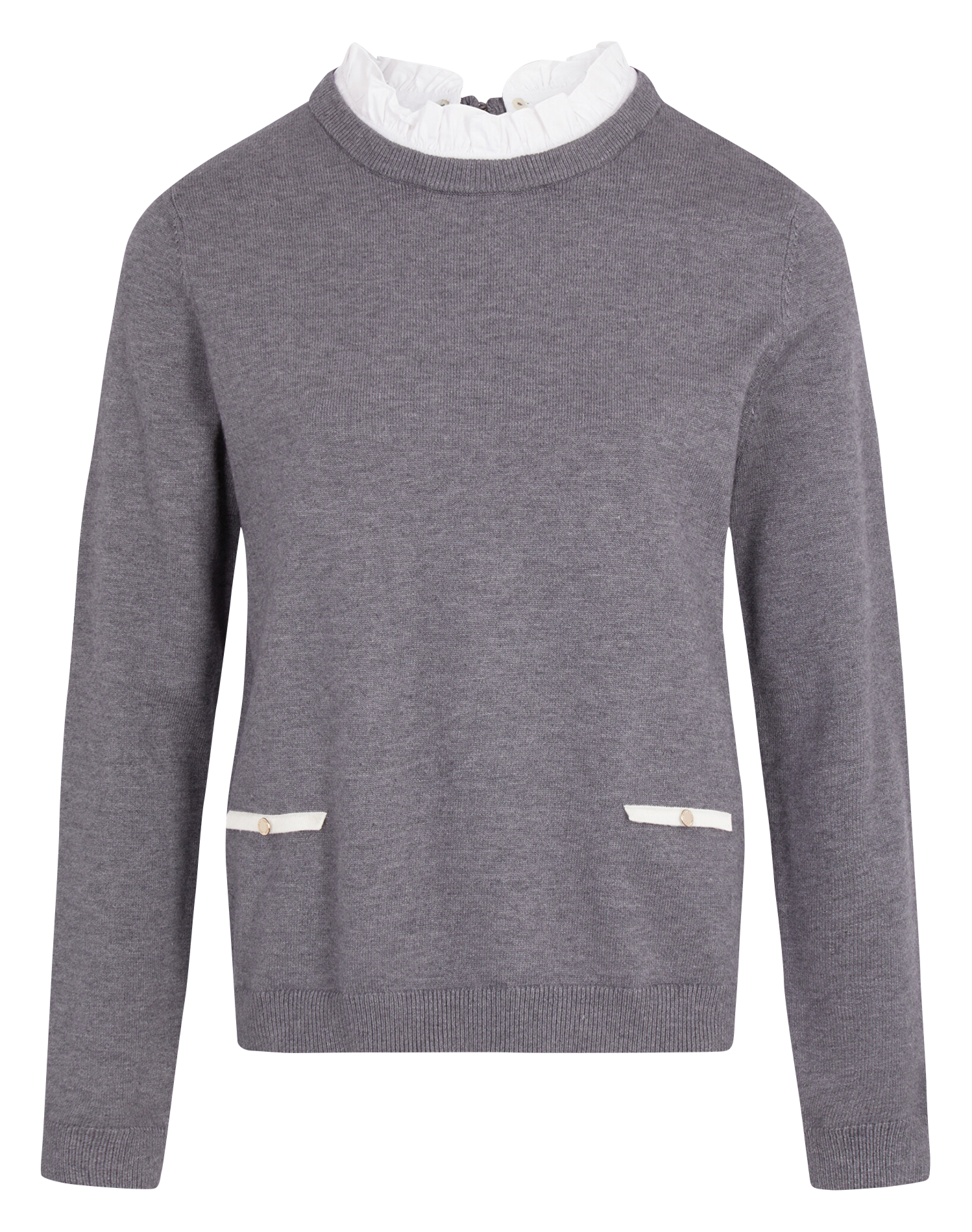 <p>Solid straight leg pants with shirt detail</p> MORGAN Grey