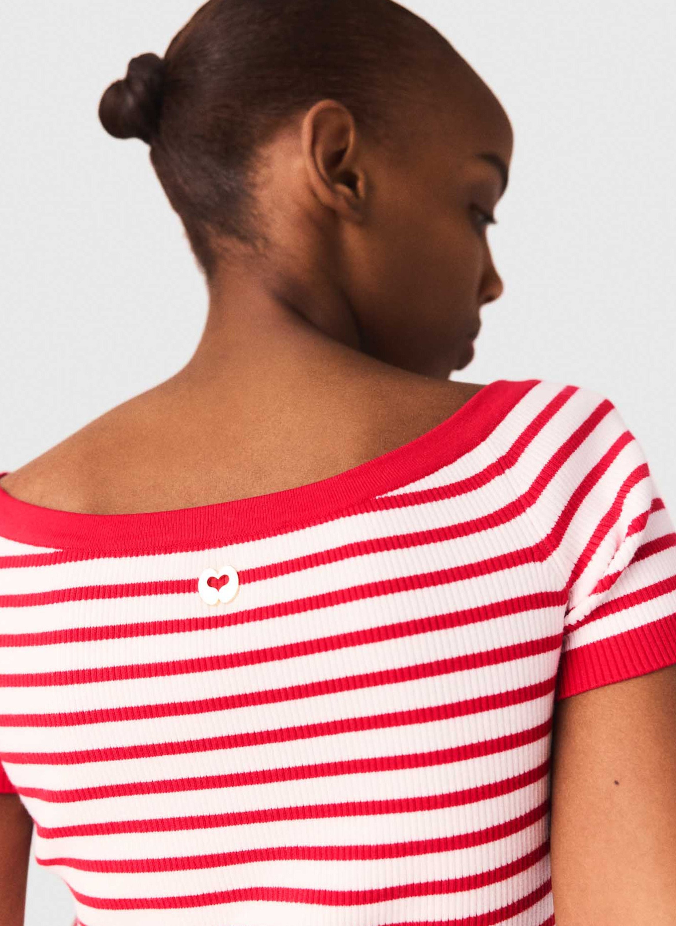 Striped boat-neck T-shirt MAJE Red