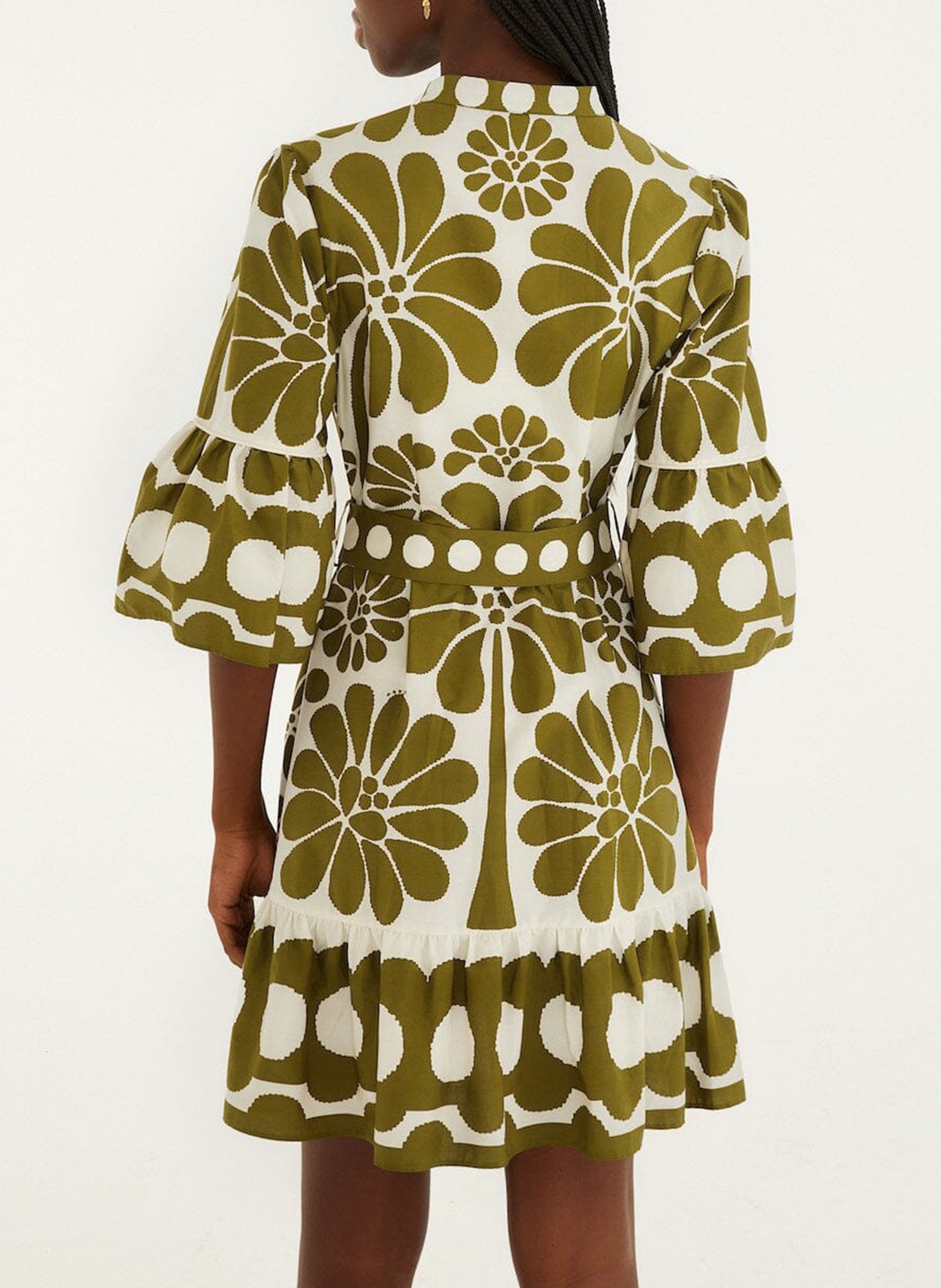 Halflange jurk met ronde hals en print FARM RIO Groen