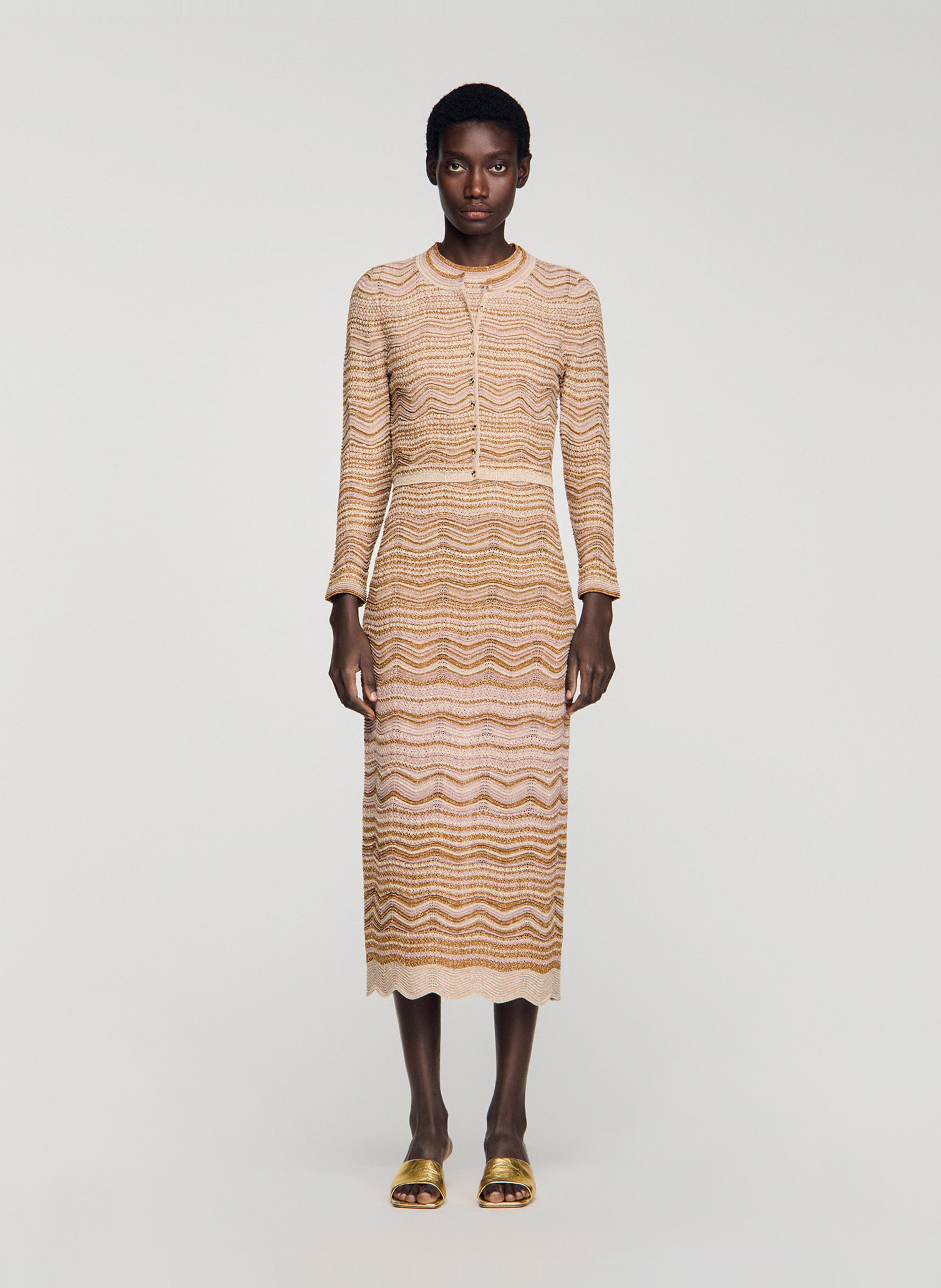 Gilet moulant col rond SANDRO Marron