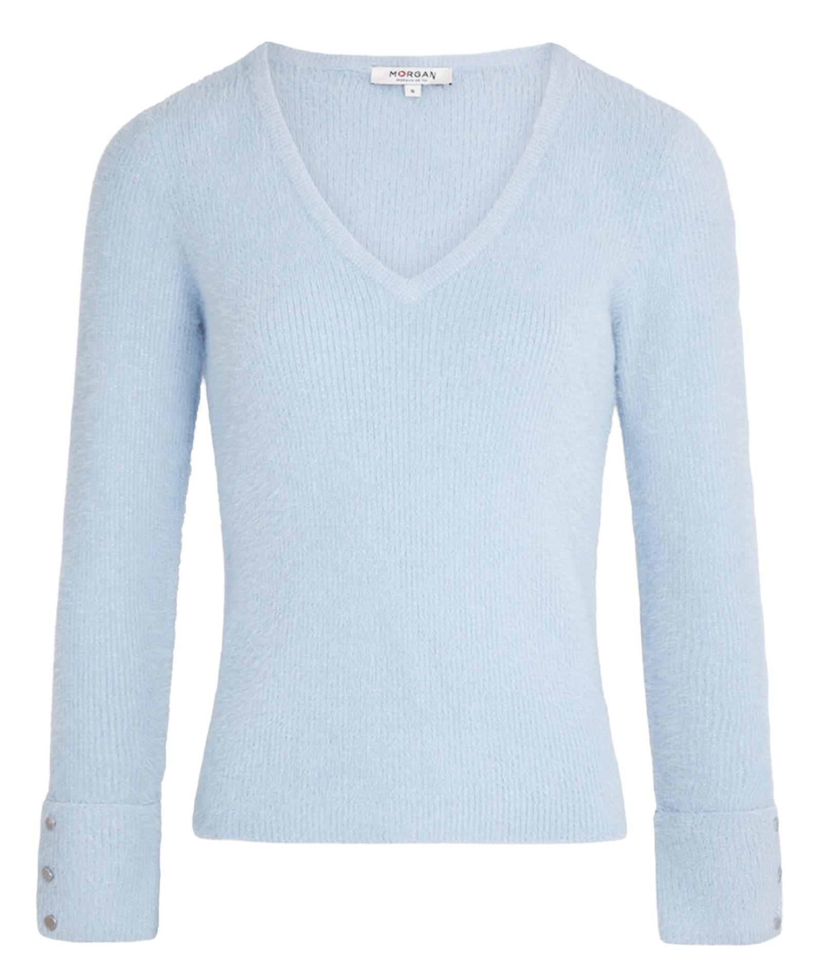 Mixed-knit V-neck sweater MORGAN Blue