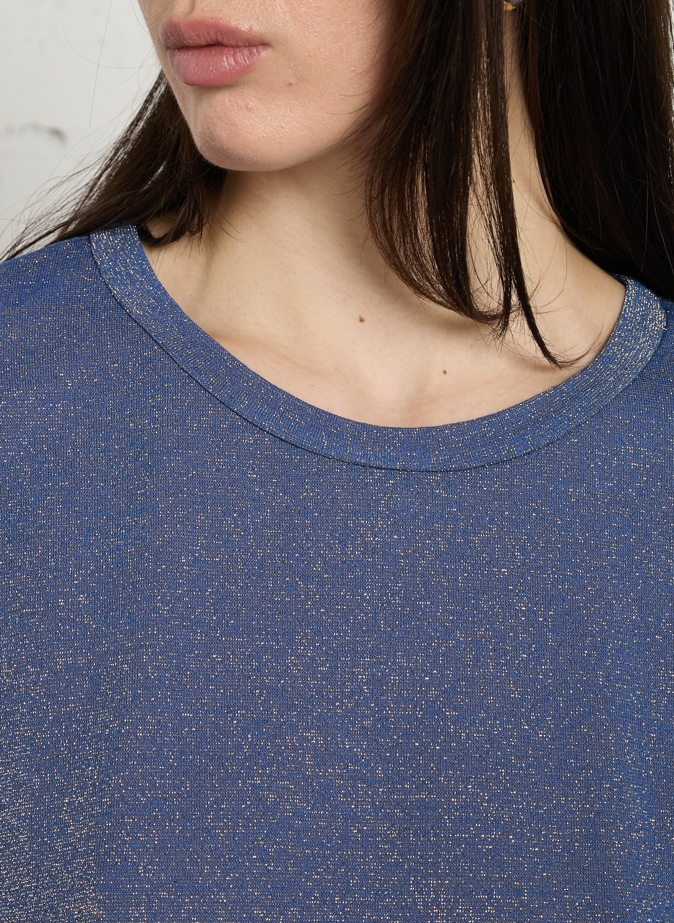 Flowy loose sequined t-shirt PLEASE Blue