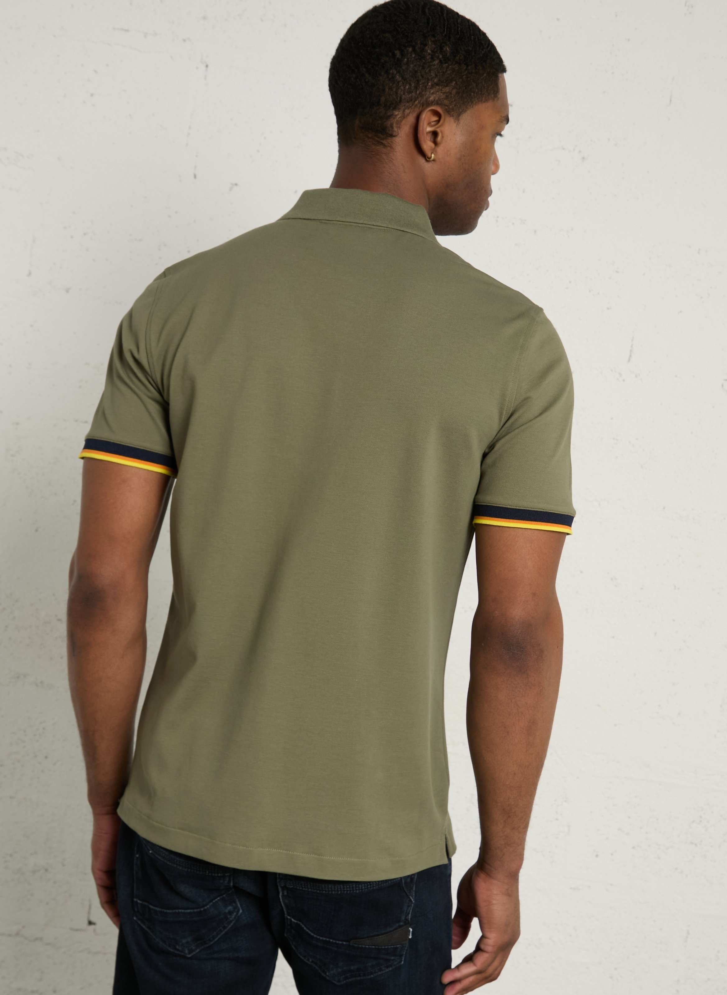 Regular-fit stretch cotton polo shirt K-WAY Green