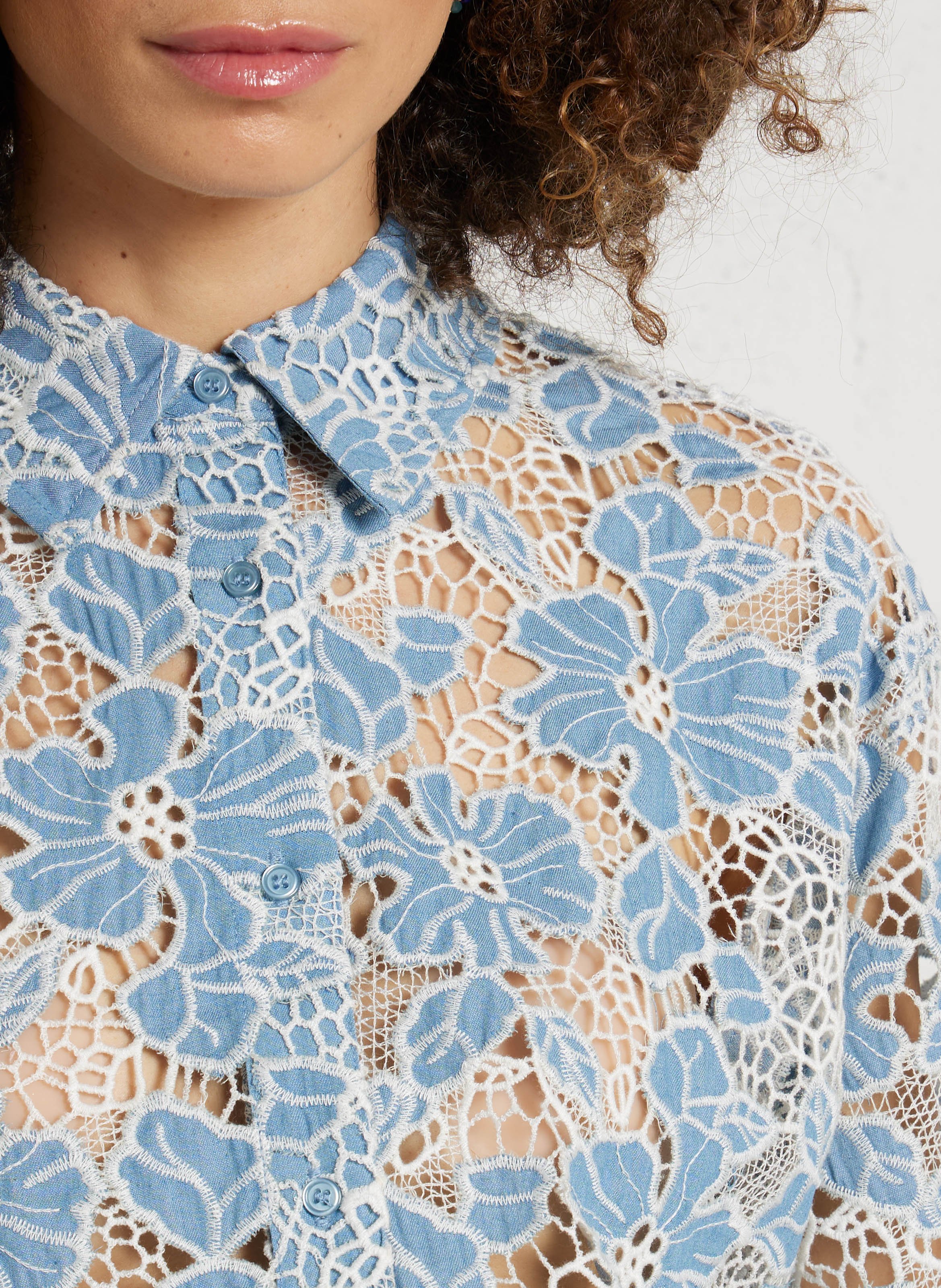 Oversized embroidered cotton blend shirt THE TINY BIG SISTER Grey