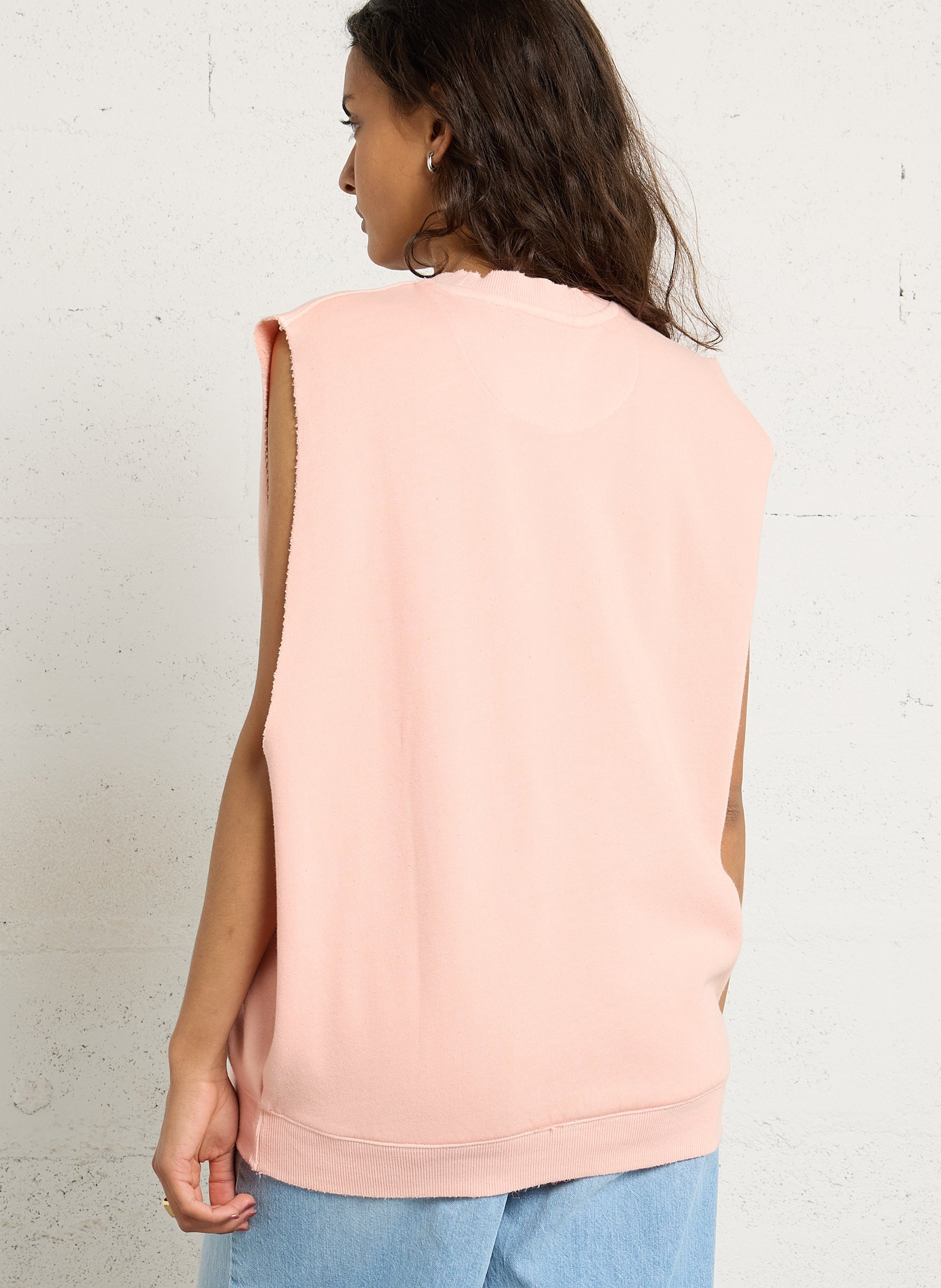 Top col rond en coton mélangé NEWTONE Beige