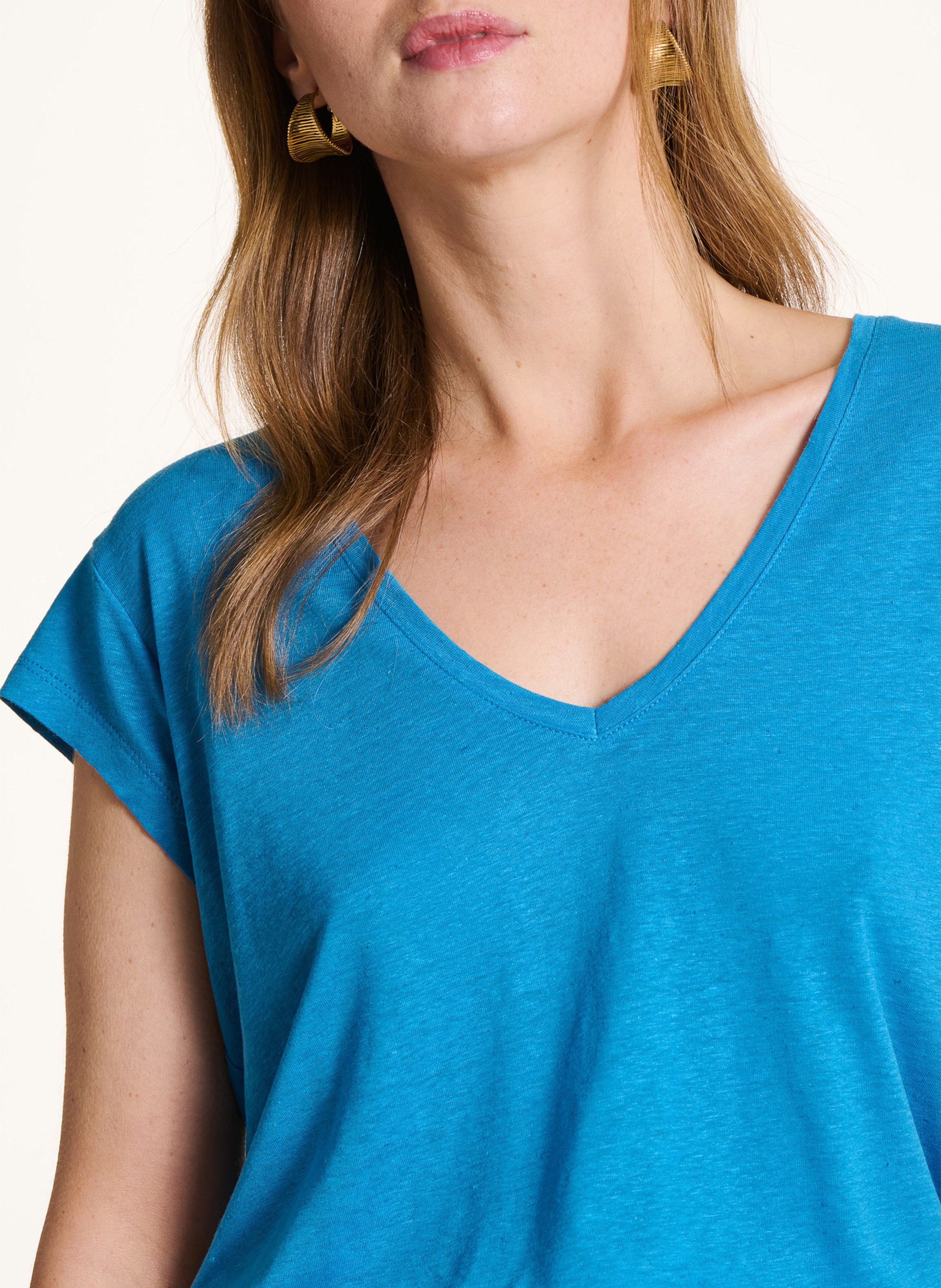 T-shirt met V-hals LA FEE MARABOUTEE Blauw