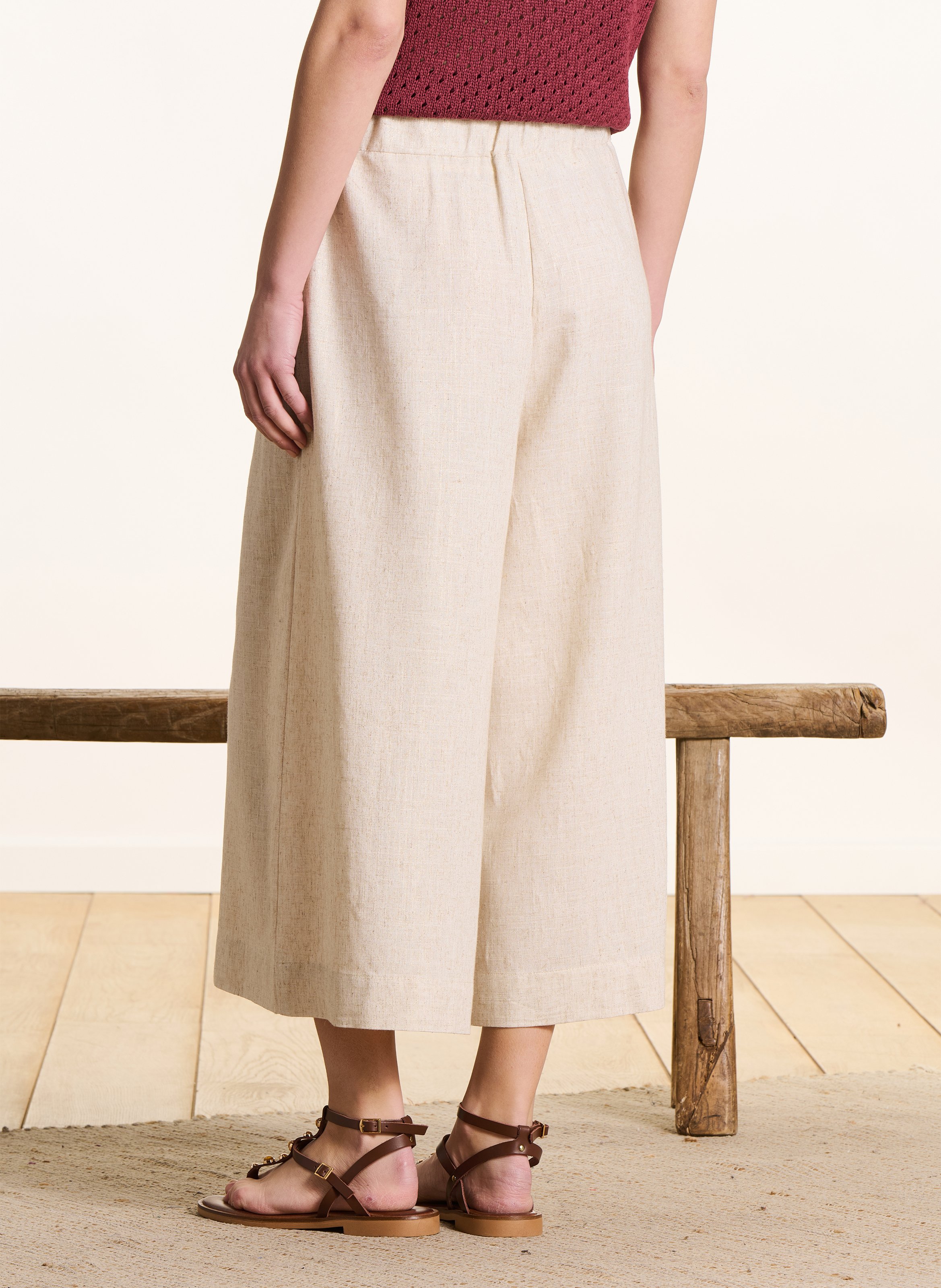 Pantacourt large taille haute LA FEE MARABOUTEE Beige