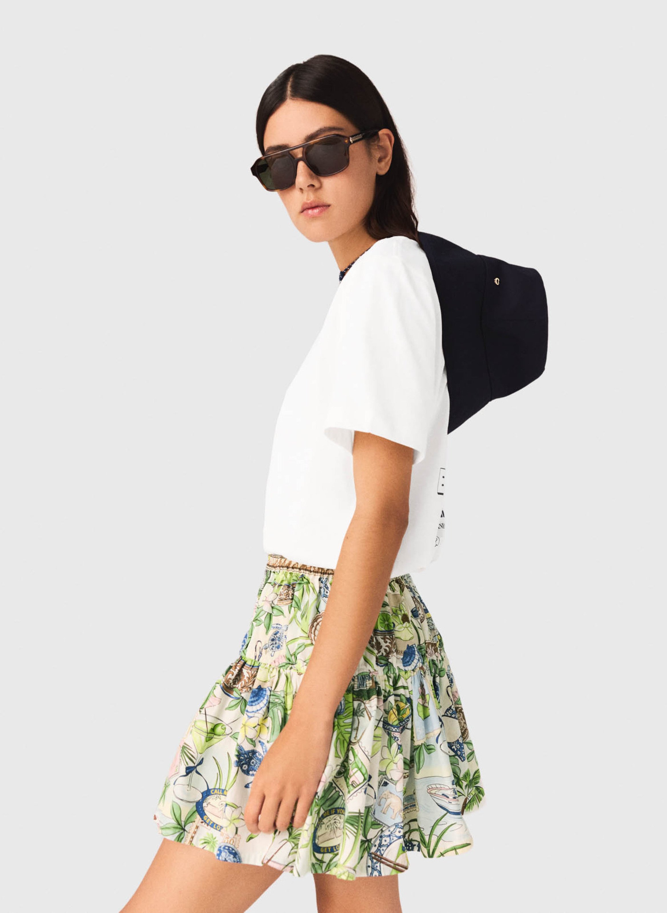 Jupe courte évasée en coton MAJE Multicolore