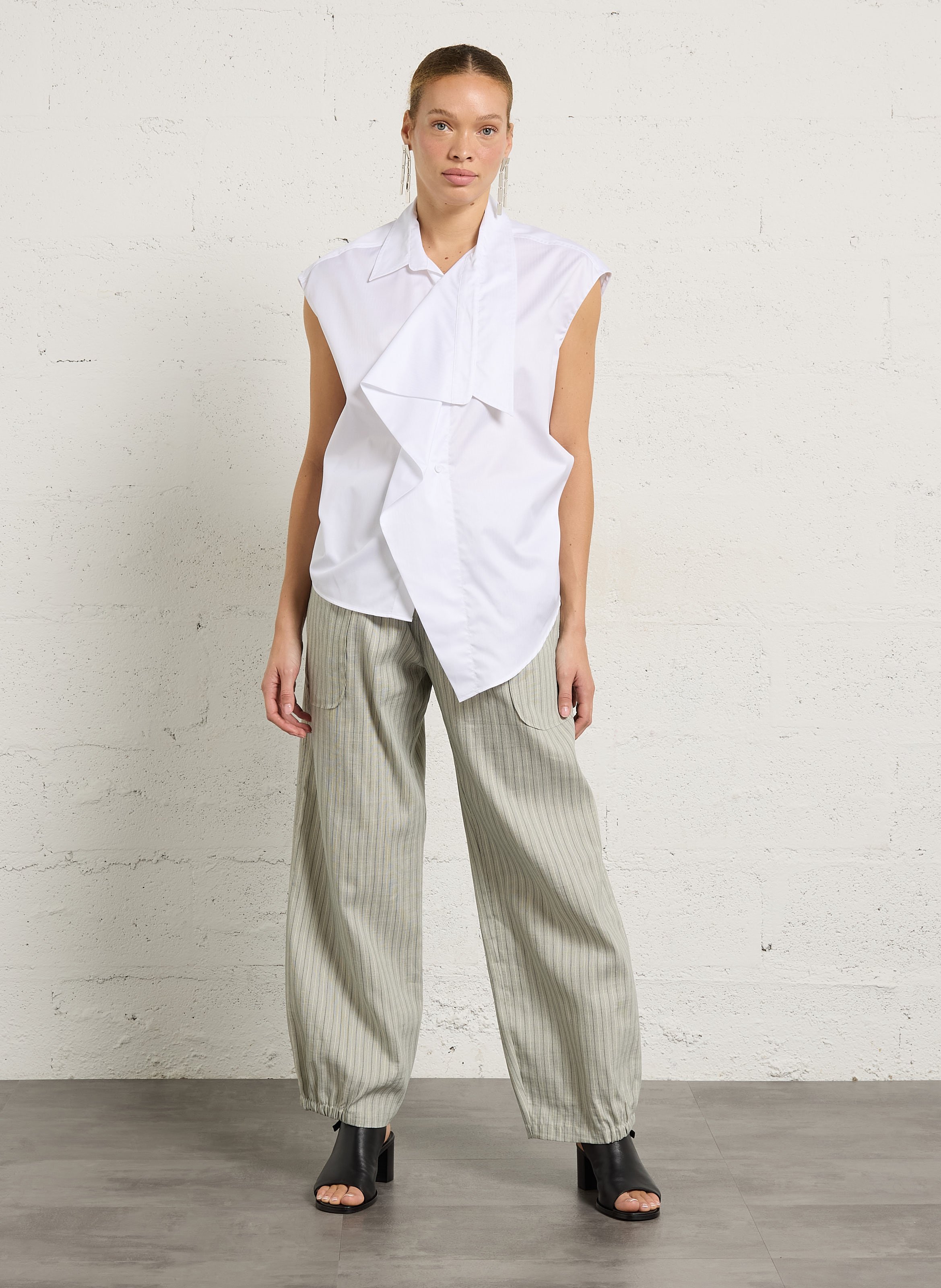 Katoenen blouse met asymmetrische kraag MARGAUX LONNBERG Wit