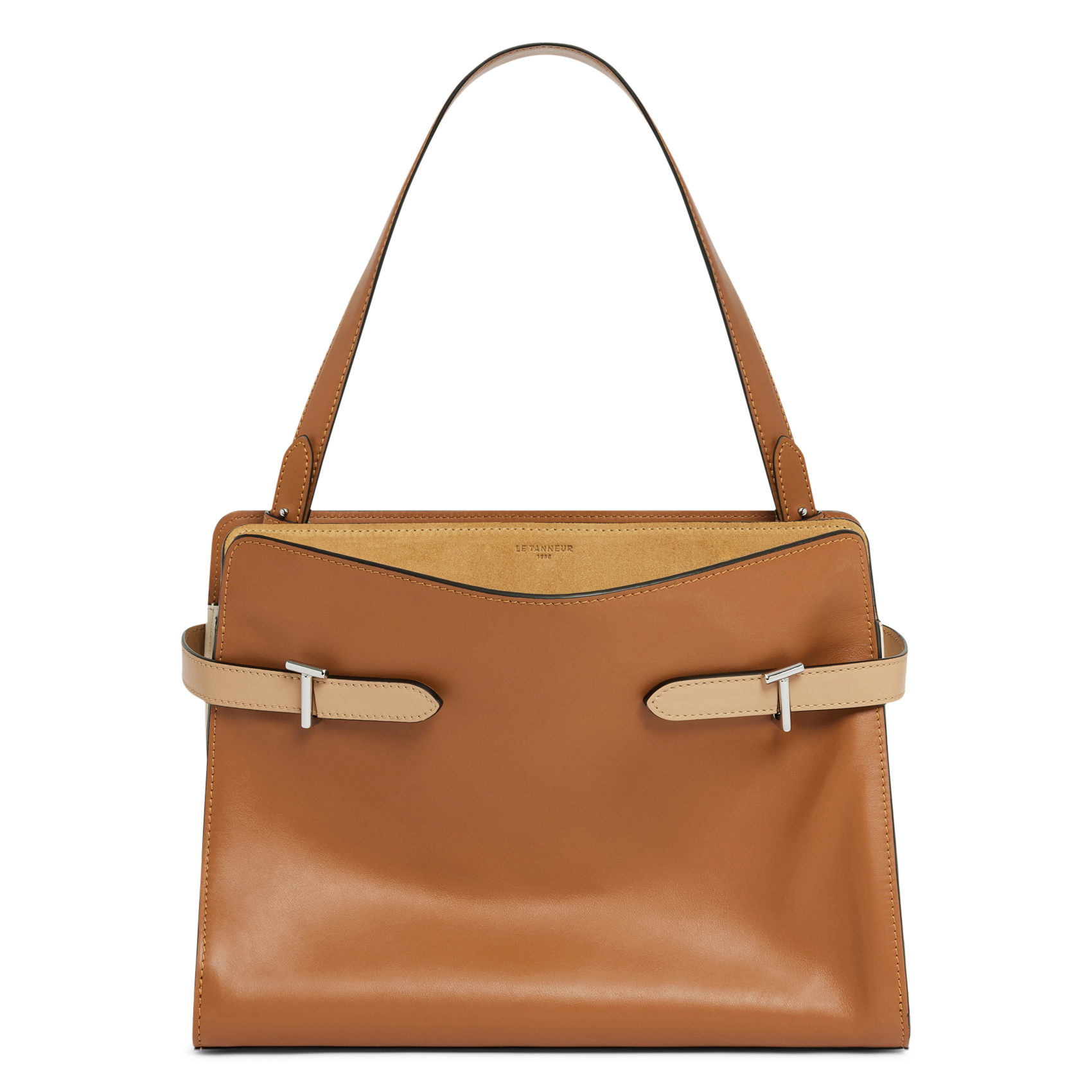 Geschnürte Beuteltasche aus strukturiertem Leder LE TANNEUR Braun