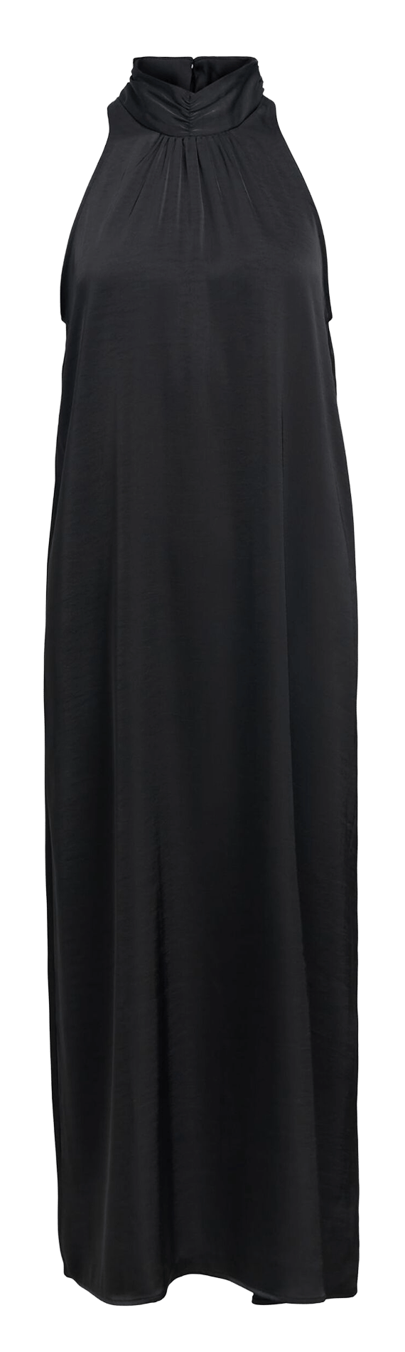 Lange jurk met opstaande kraag in effen kleur OBJECT Zwart