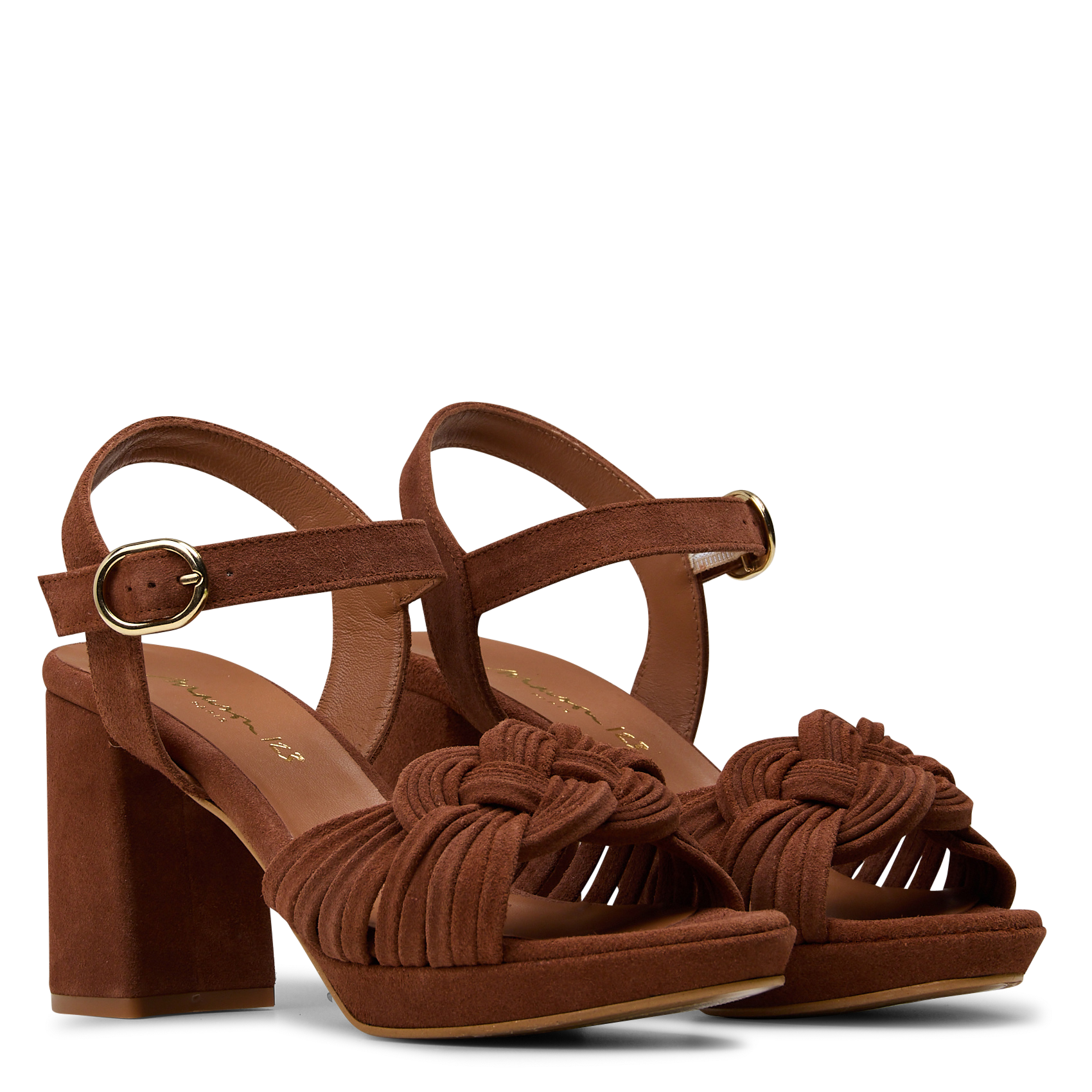 Sandales à talons en cuir velours MAISON 123 Rouge