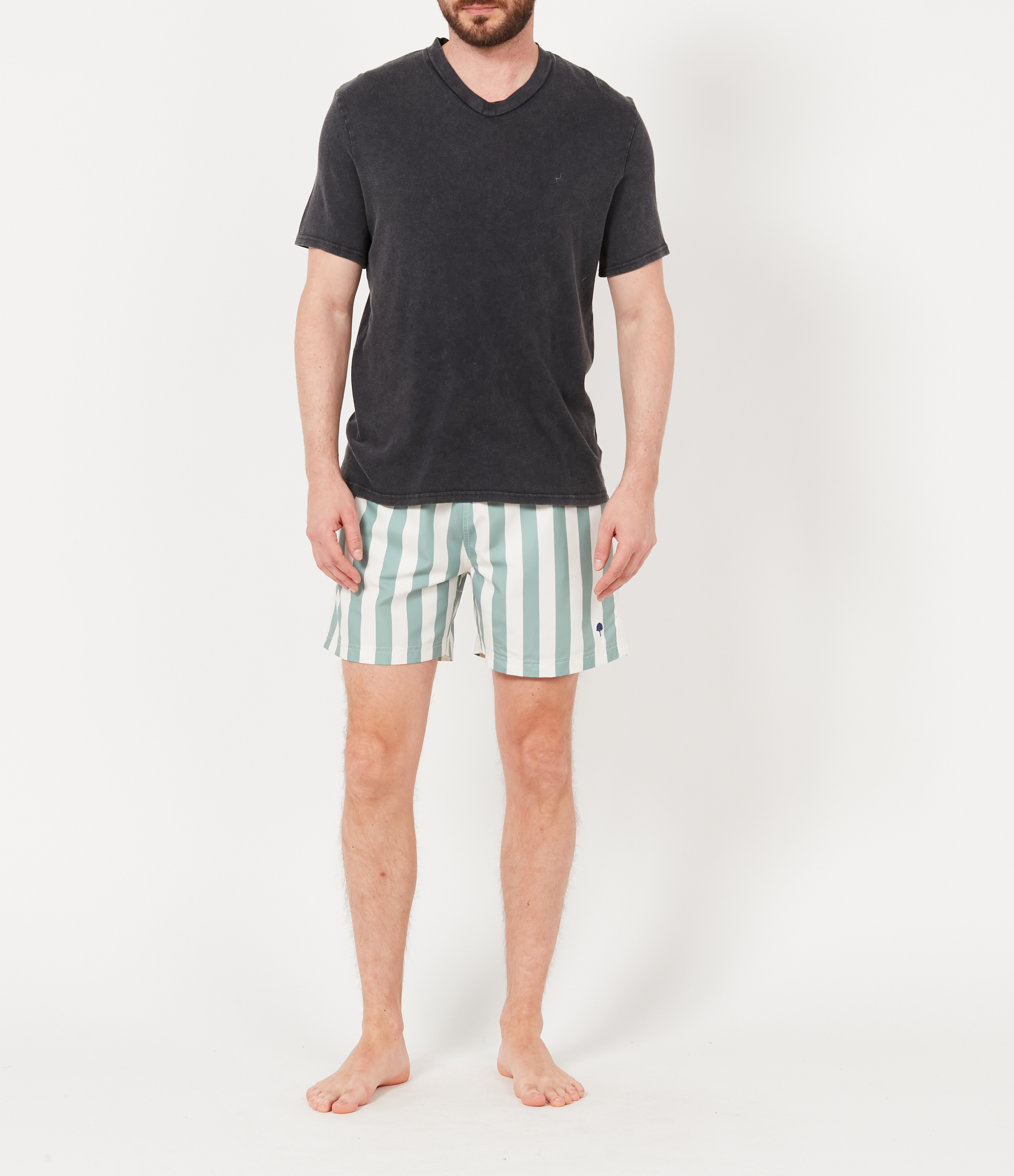 Gestreifte Badeshorts FAGUO Grun