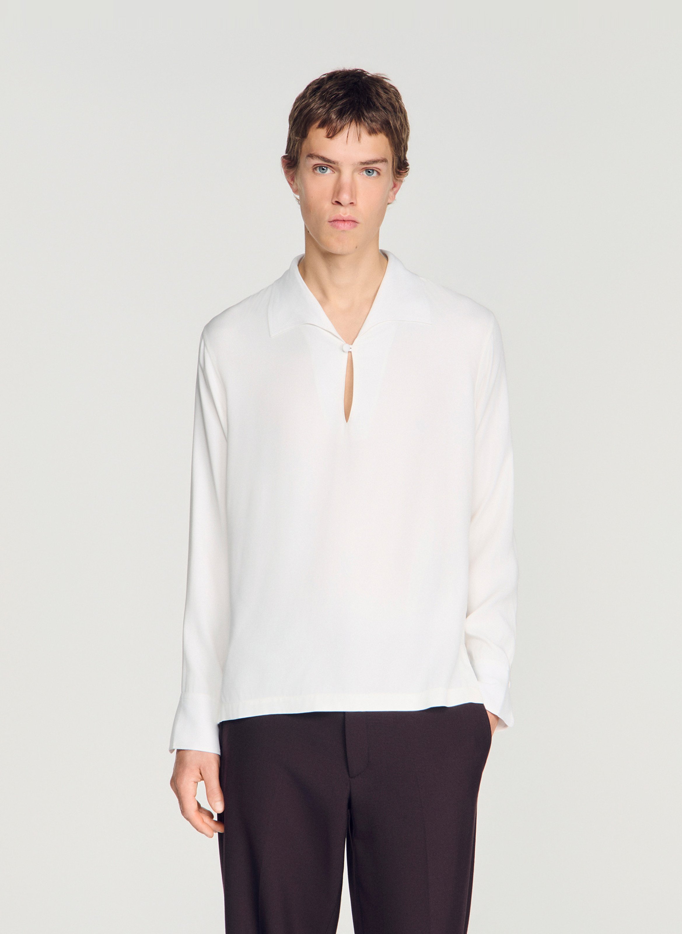 Straight top with classic collar SANDRO White