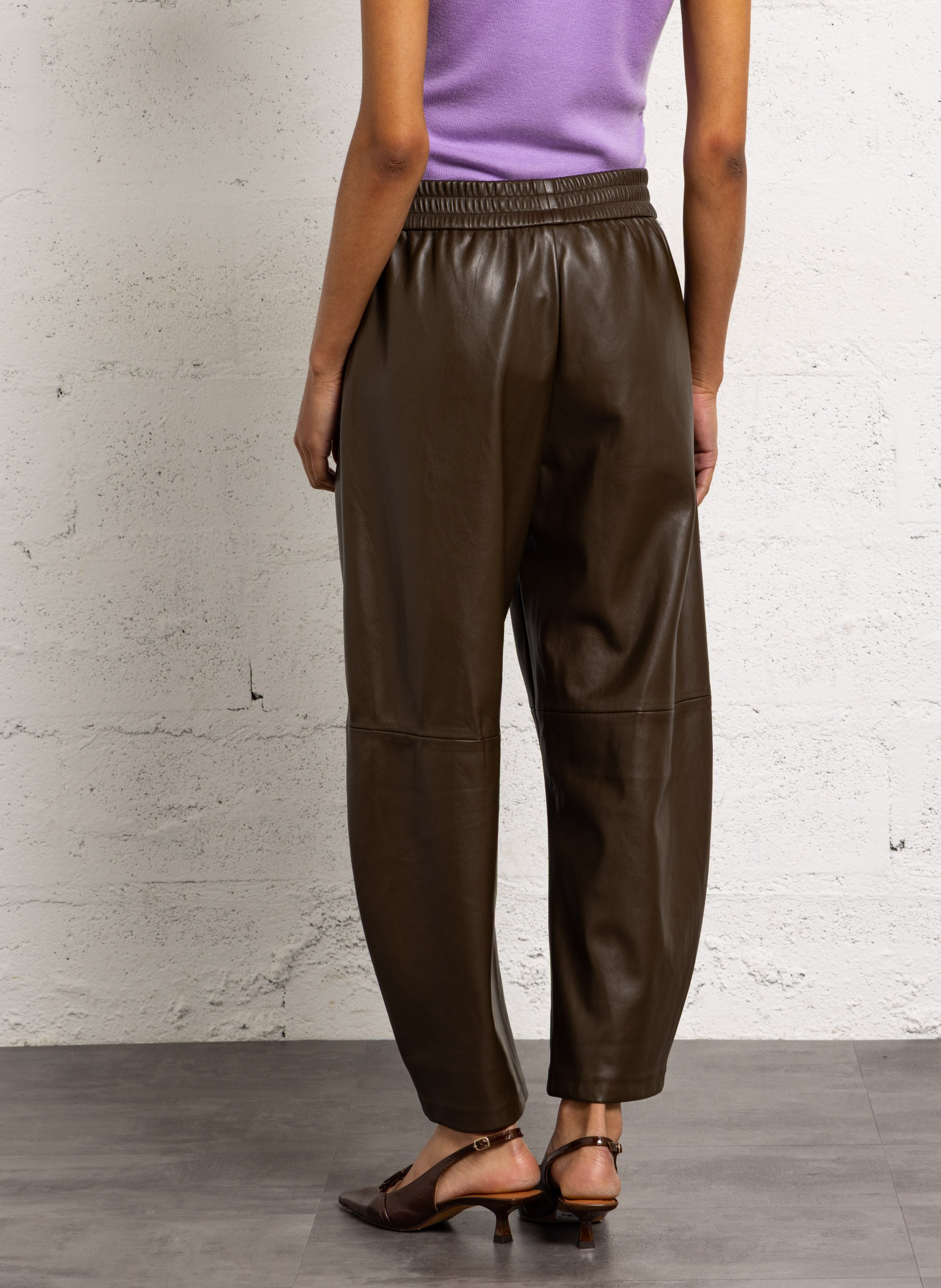 Leather-effect straight-leg pants | Khaki SUNCOO Women