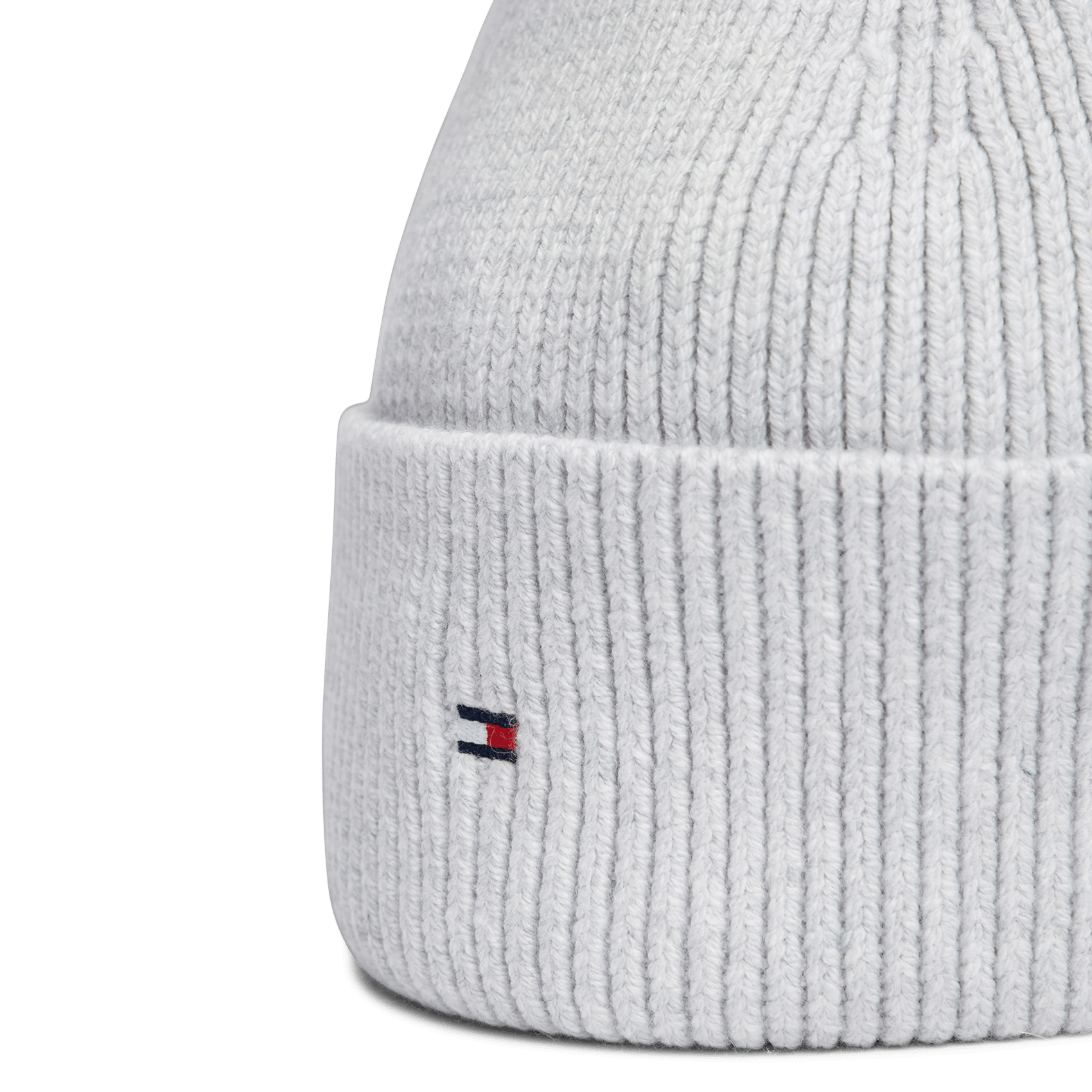 Organic cotton blend plain beanie with cuff TOMMY HILFIGER Grey