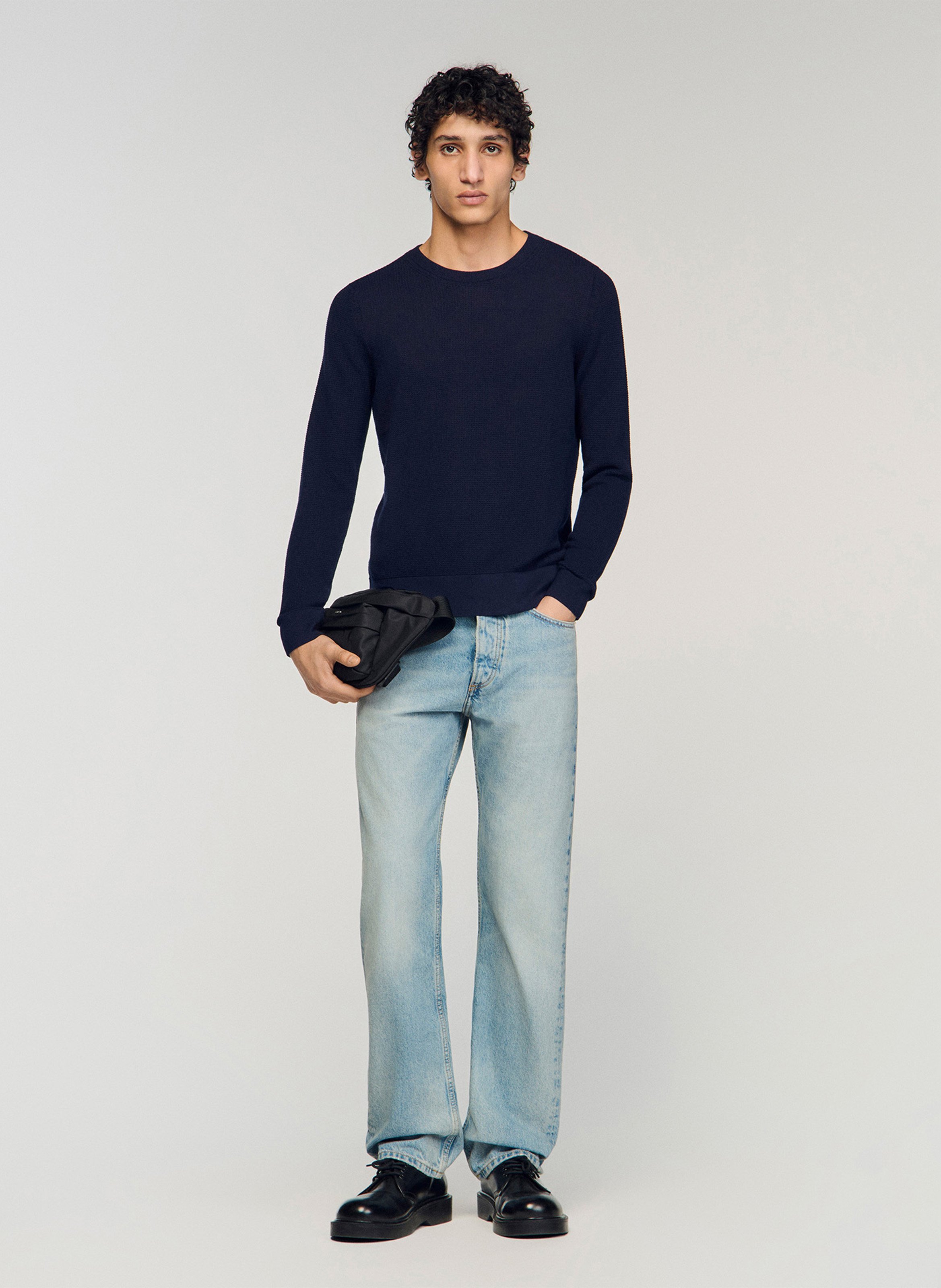 Textured knit sweater SANDRO Blue