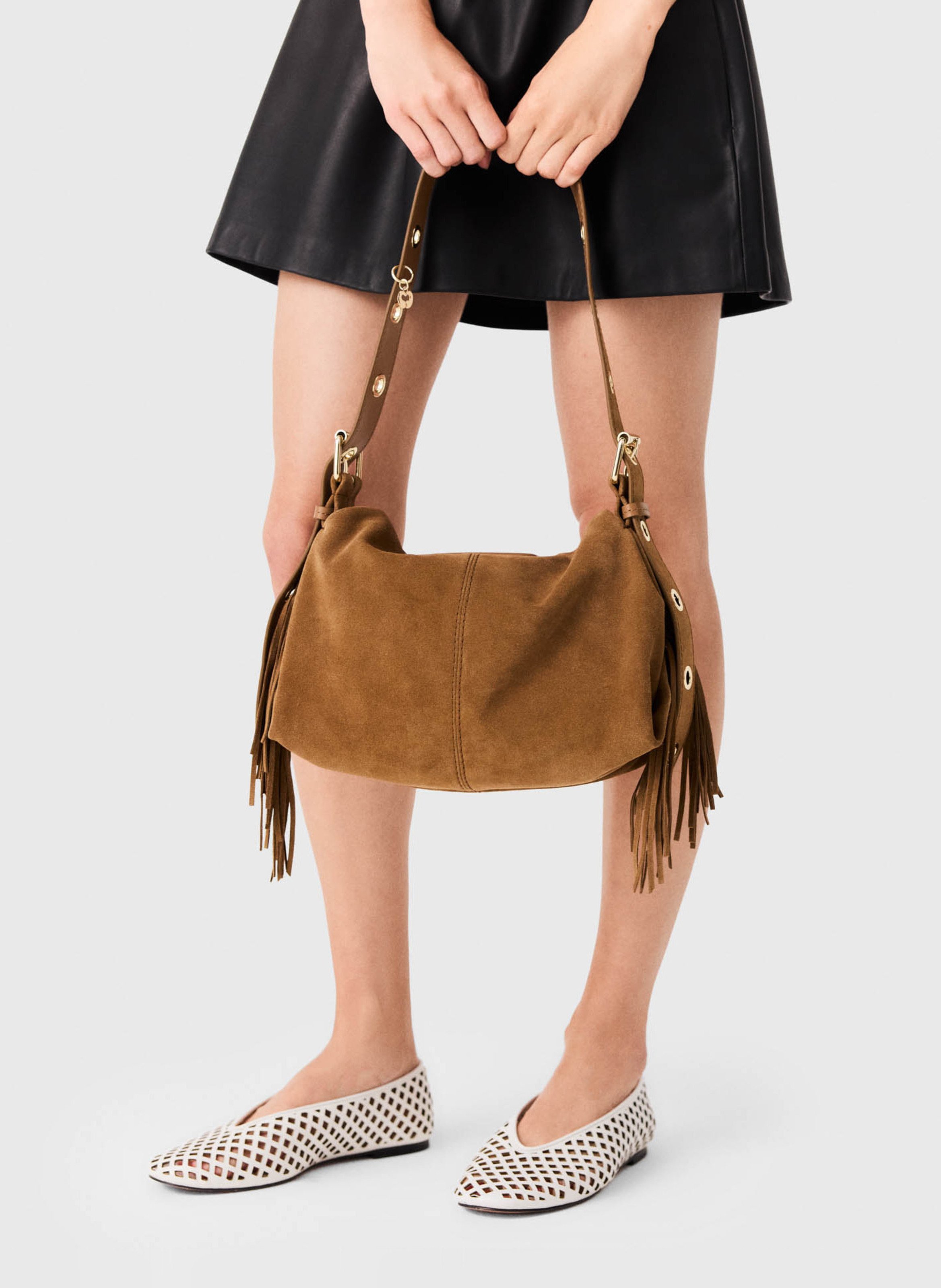 Dori leather shoulder bag MAJE Beige