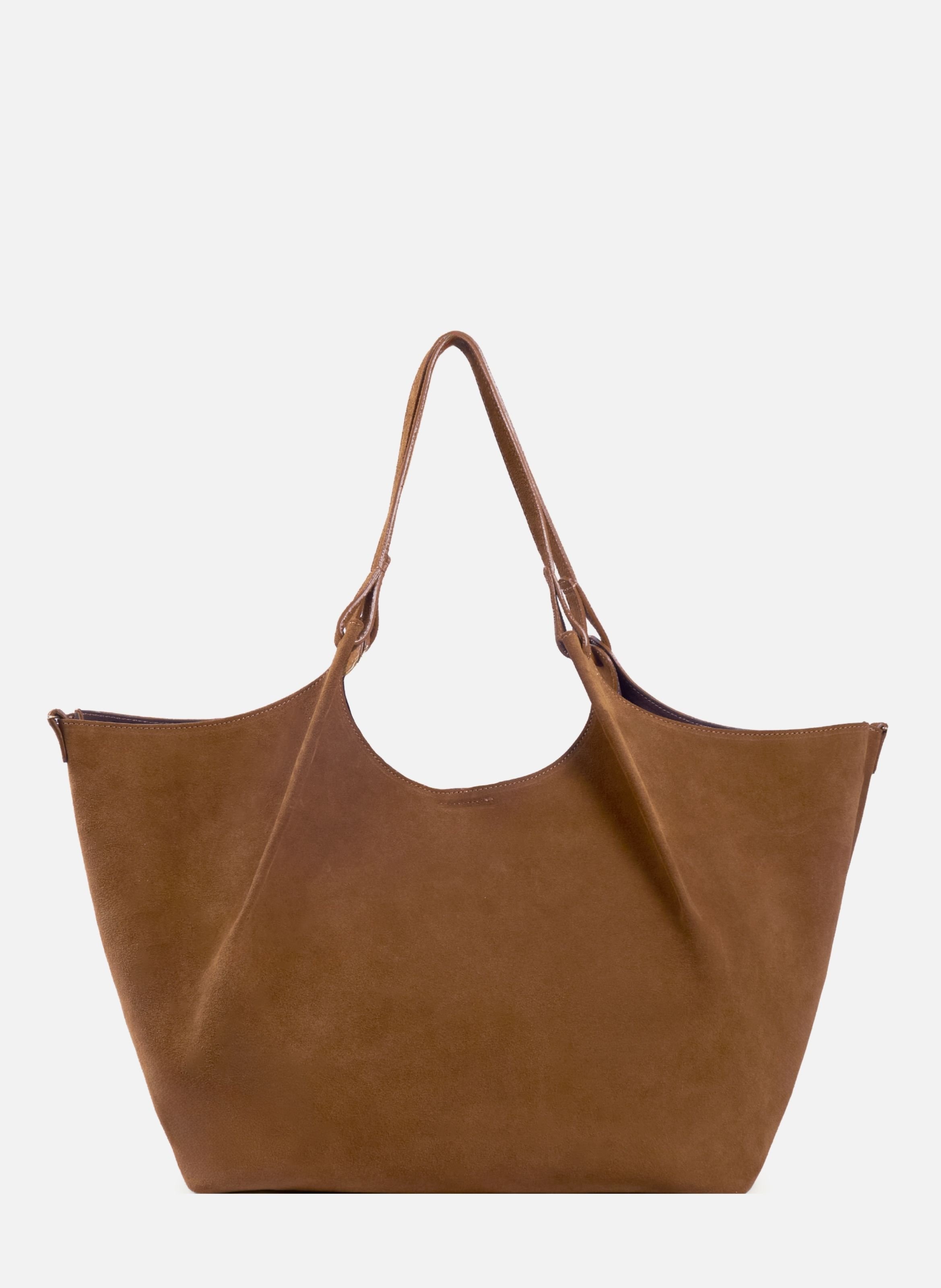 Sybil Tote Bag in Leather and Suede JULES & JENN Brown