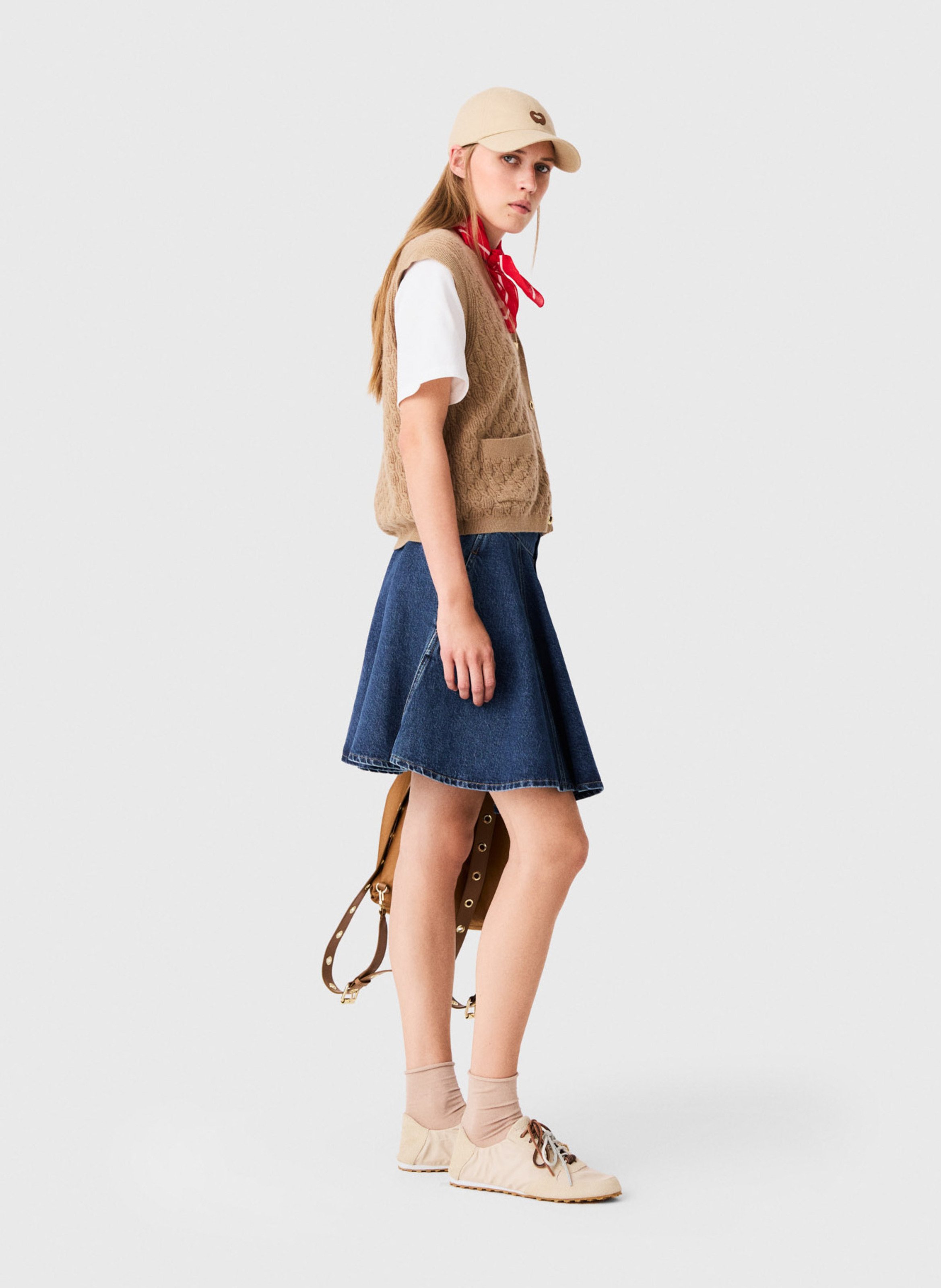 Gilet droit droit en laine et cachemire mélangé MAJE Beige