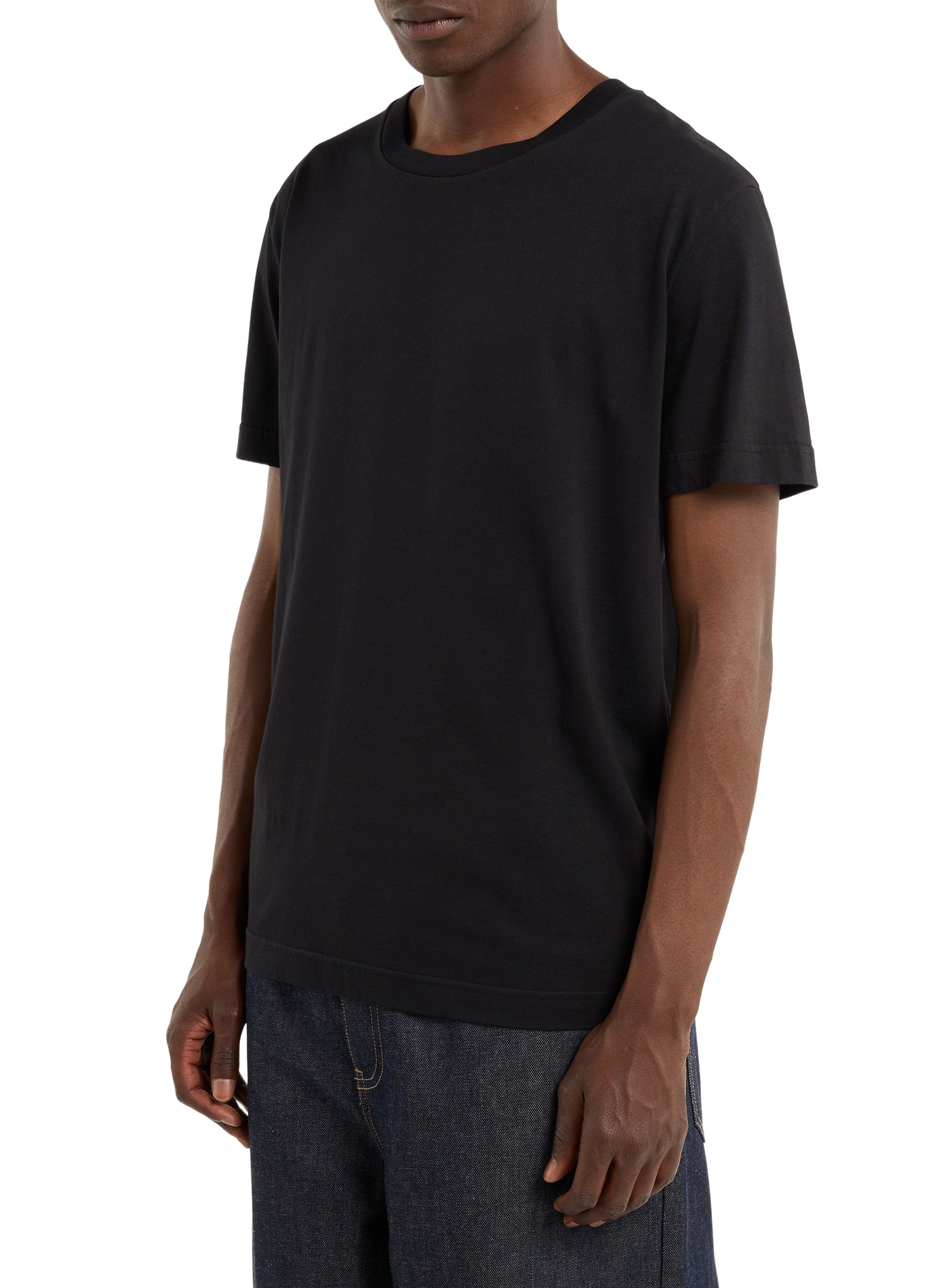 Round neck cotton baff-o T-shirt SAISON 1865 Black