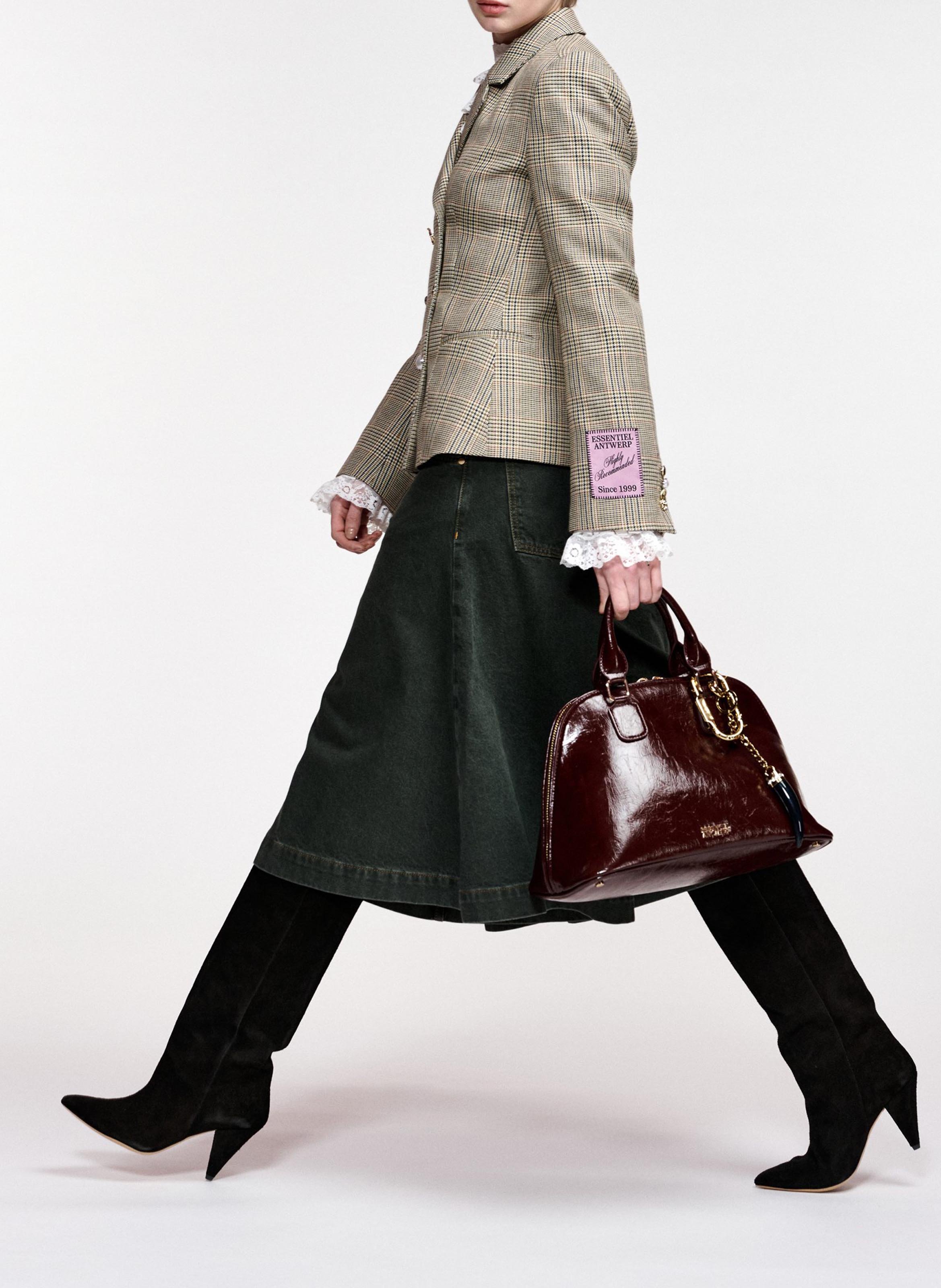 Fitted check suit jacket ESSENTIEL ANTWERP Brown