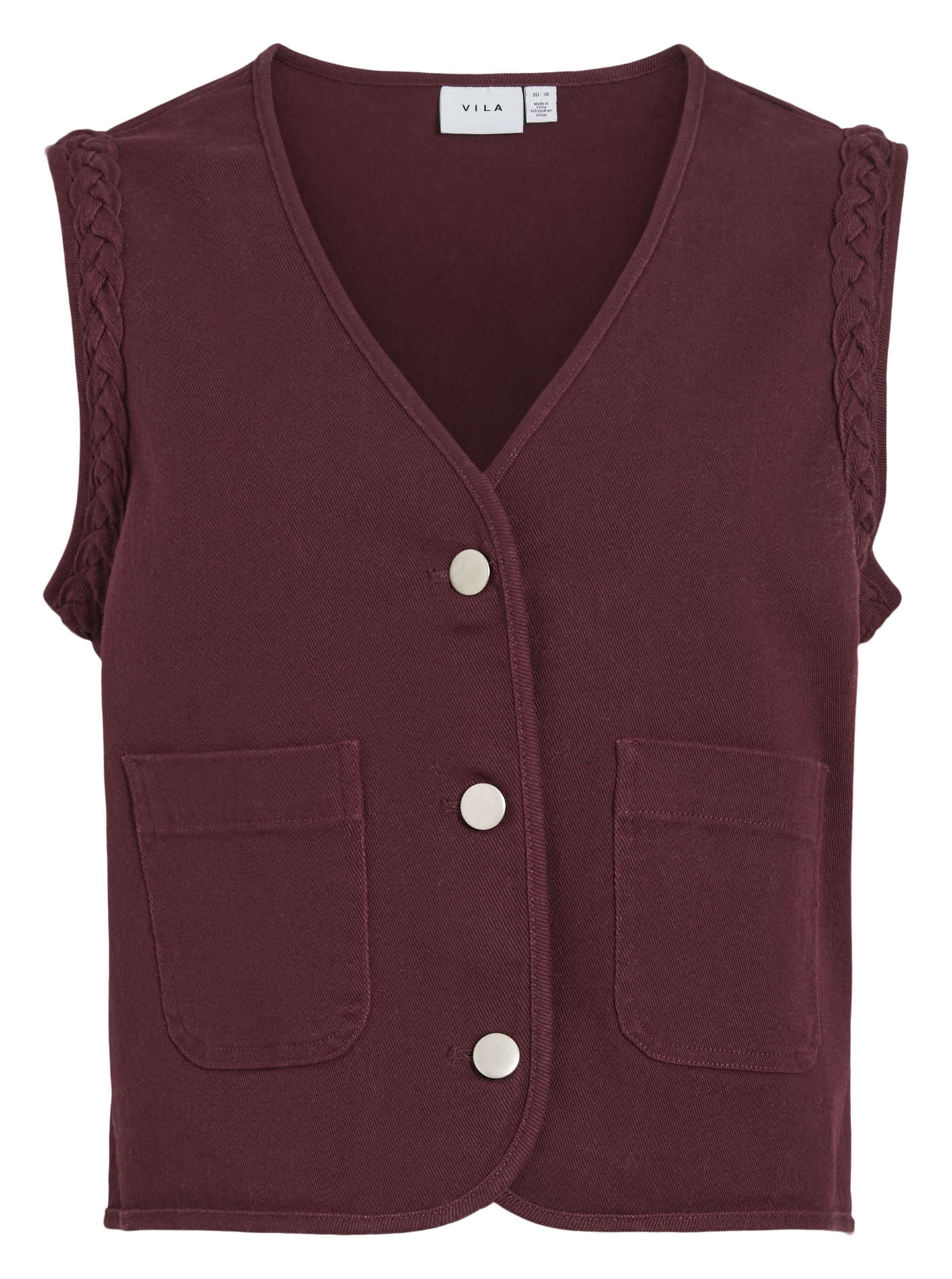 Gilet sans manches boutonné uni VILA Prune