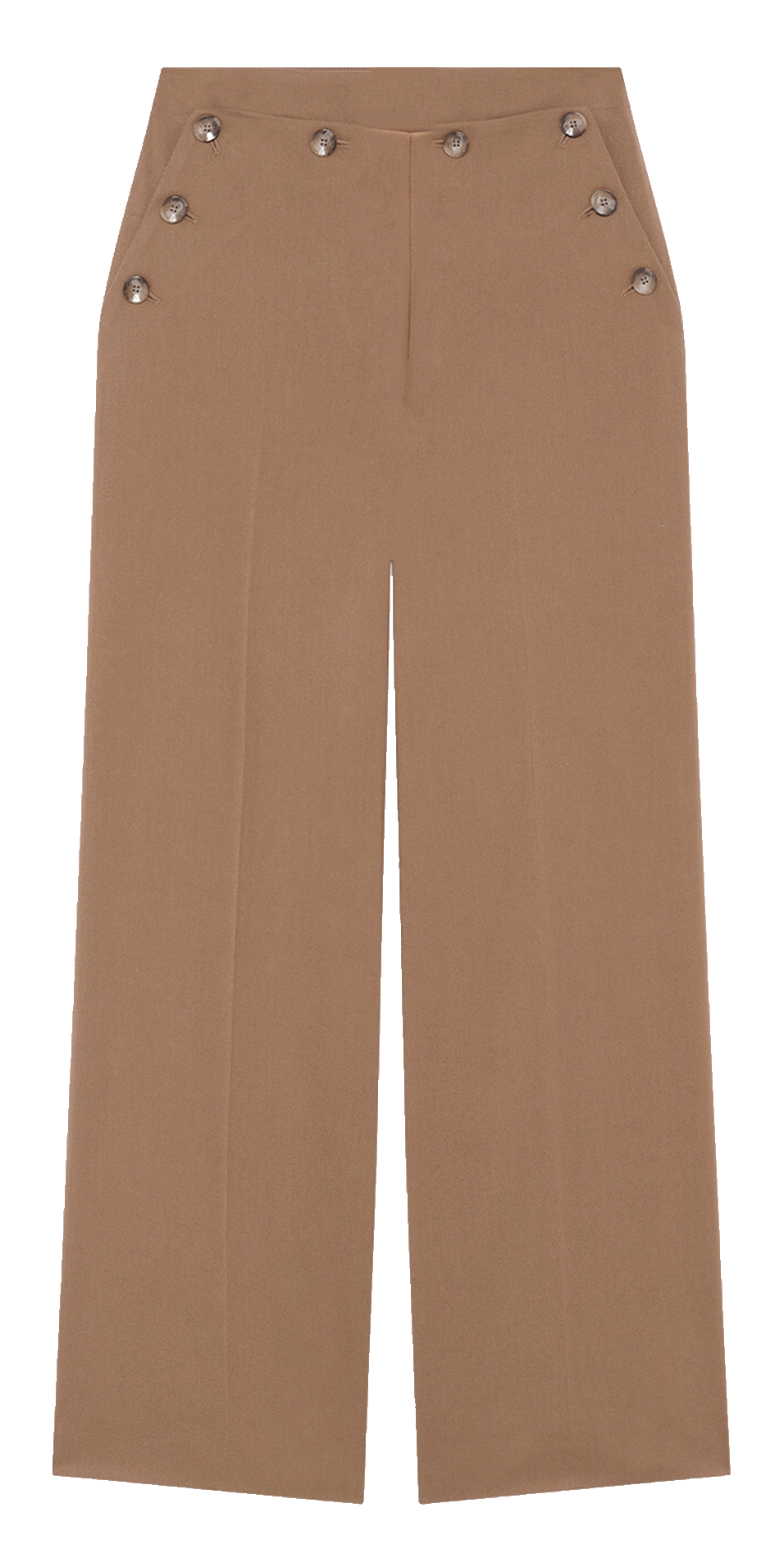 Plain wide-leg buttoned trousers CAROLL Brown