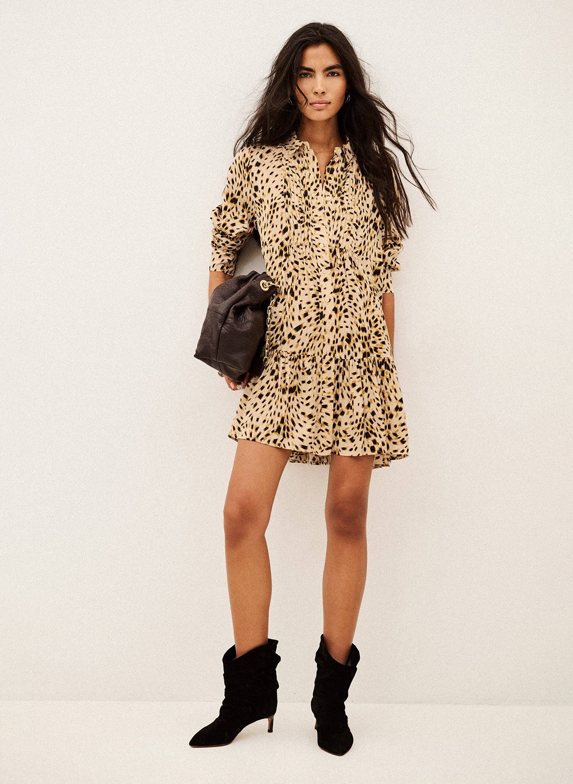 Robe courte ample imprimée BA&SH Beige