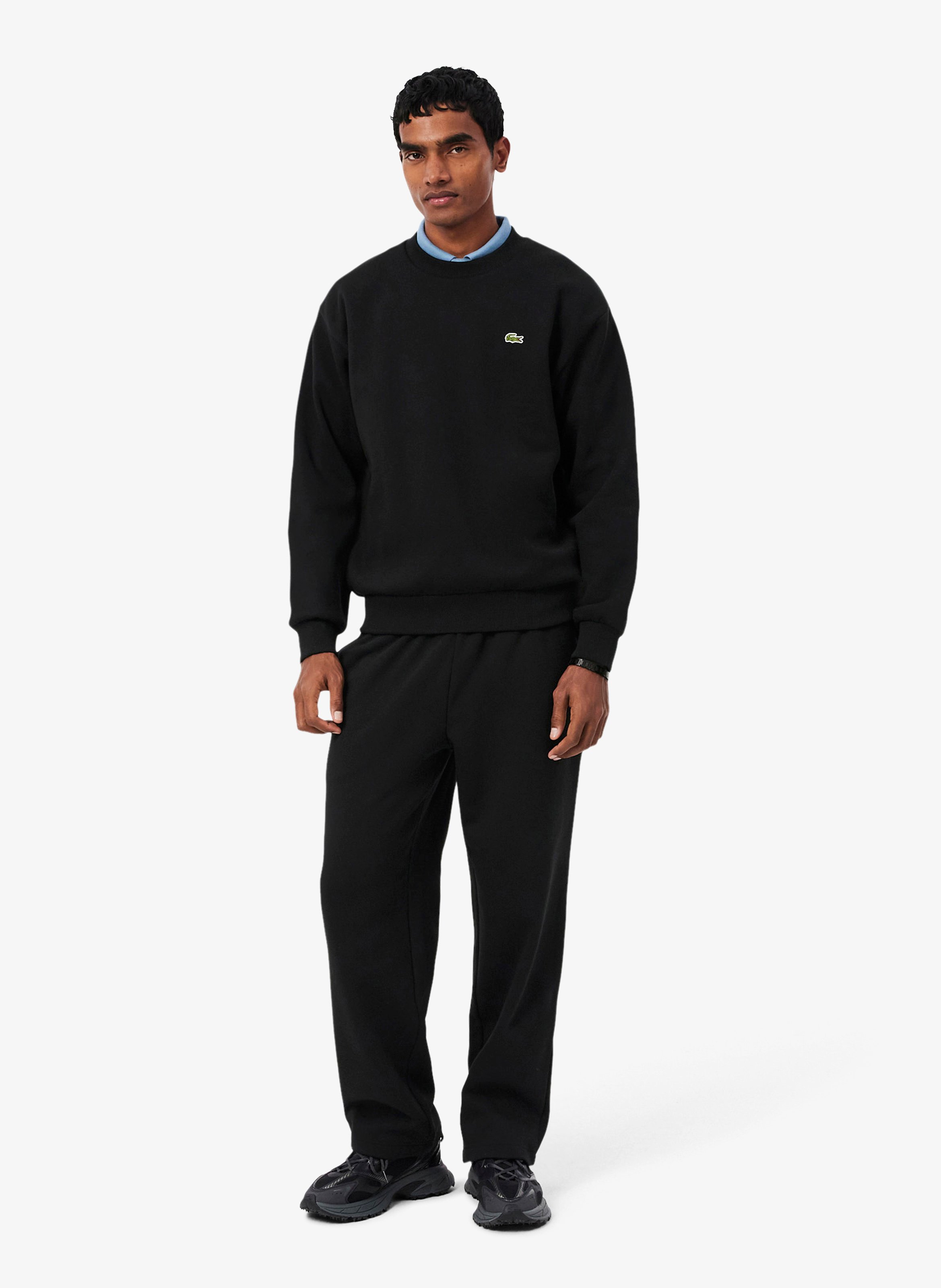 Straight cotton track pants LACOSTE Black