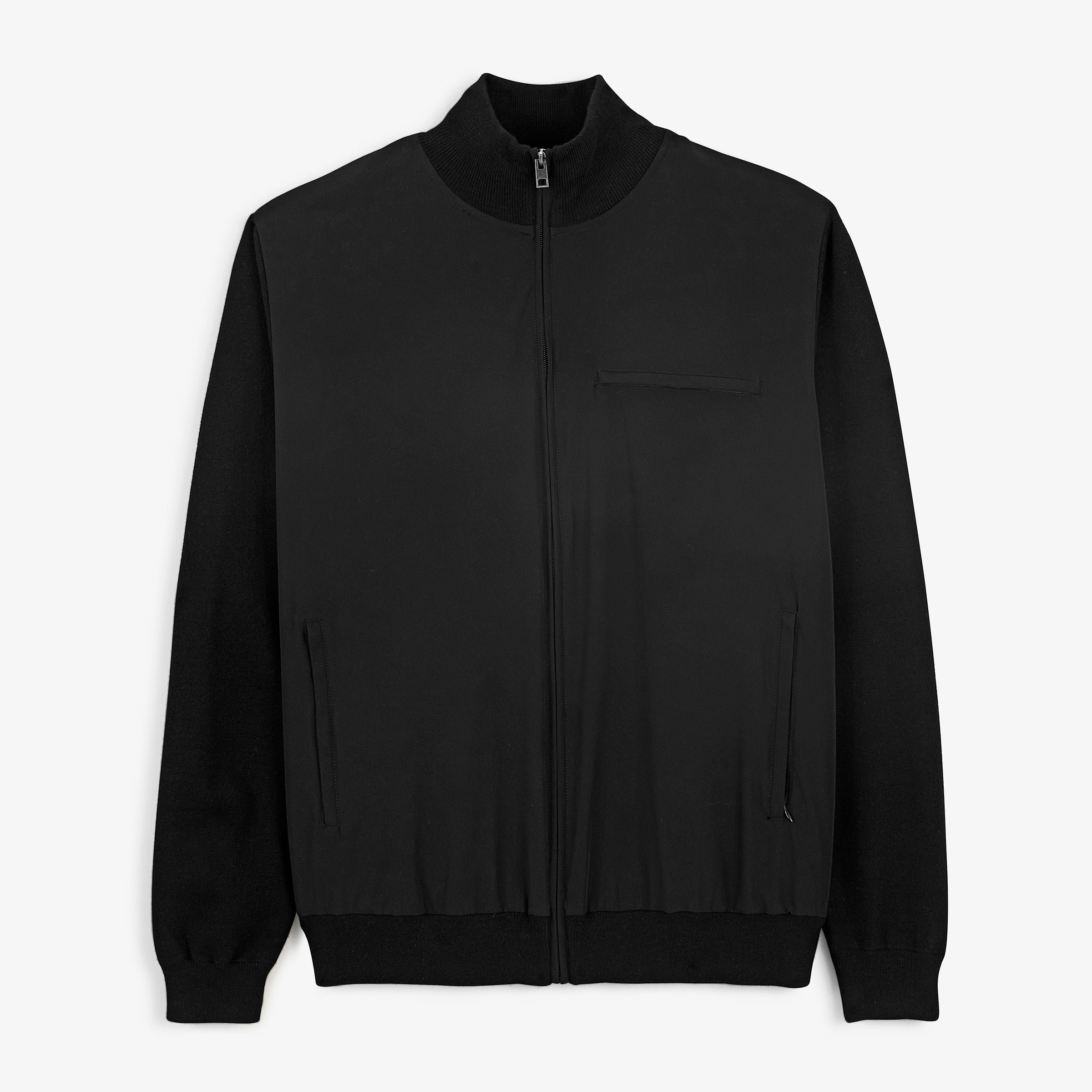 Black two-tone zip-up MELTON vest SERGE BLANCO Black