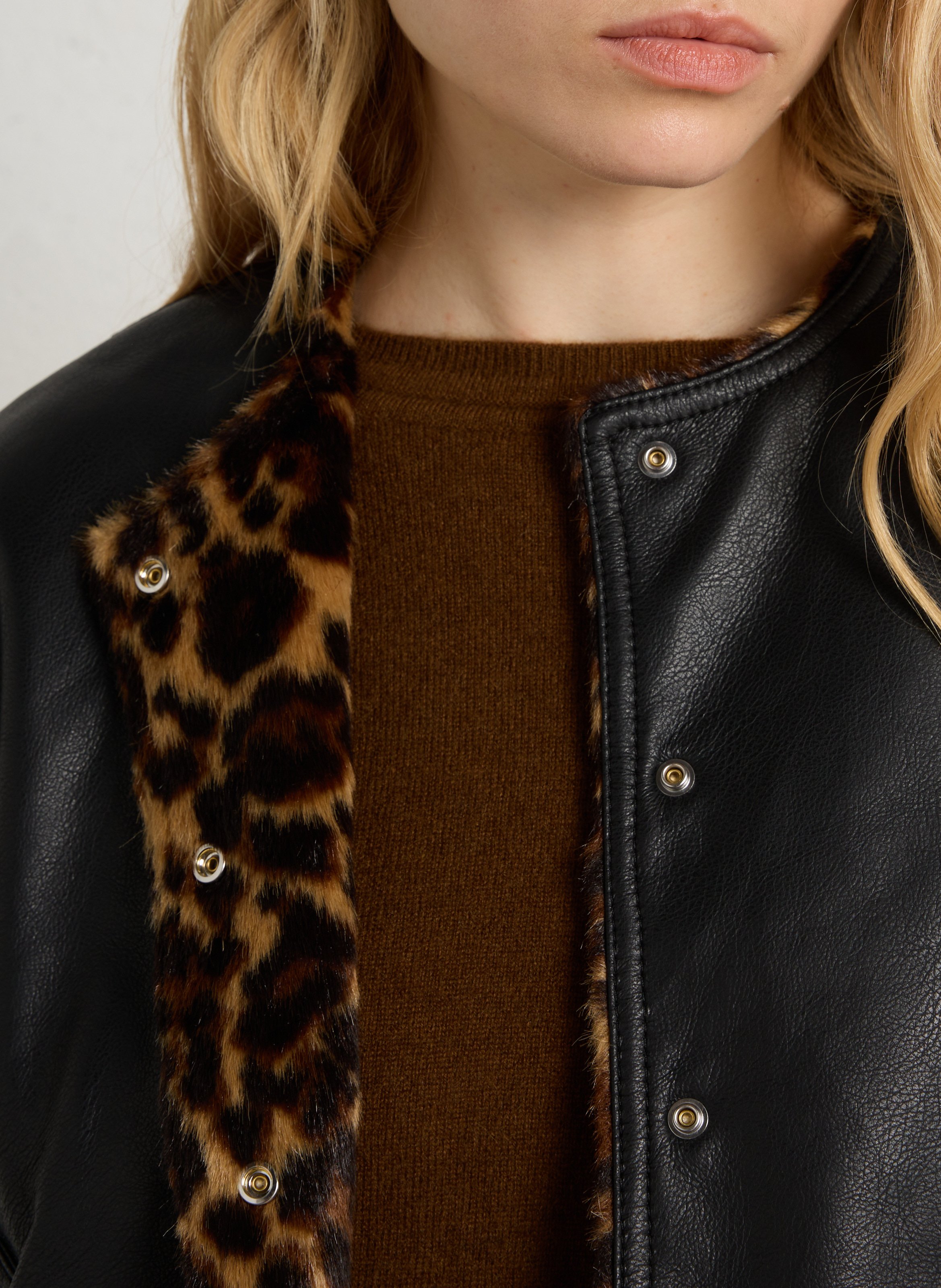 Veste courte réversible effet fourrure  IKKS Noir