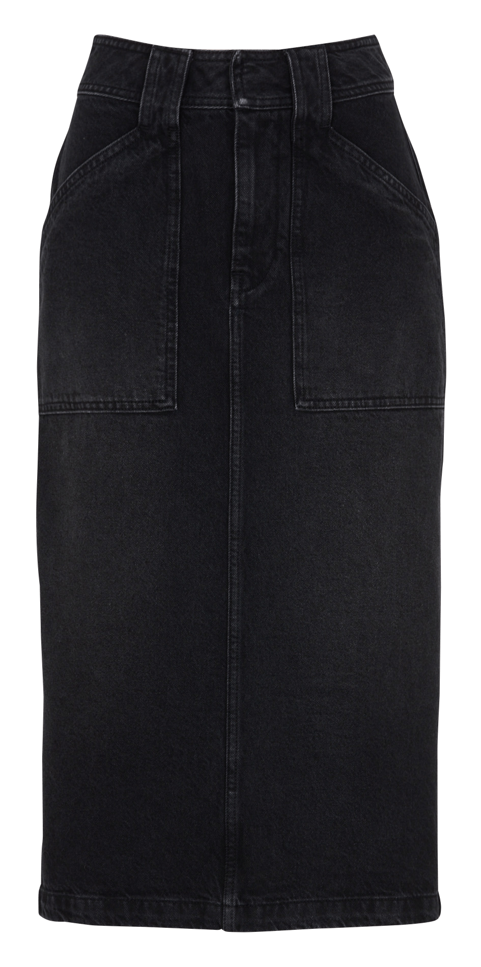 Straight cotton denim skirt BERENICE Black