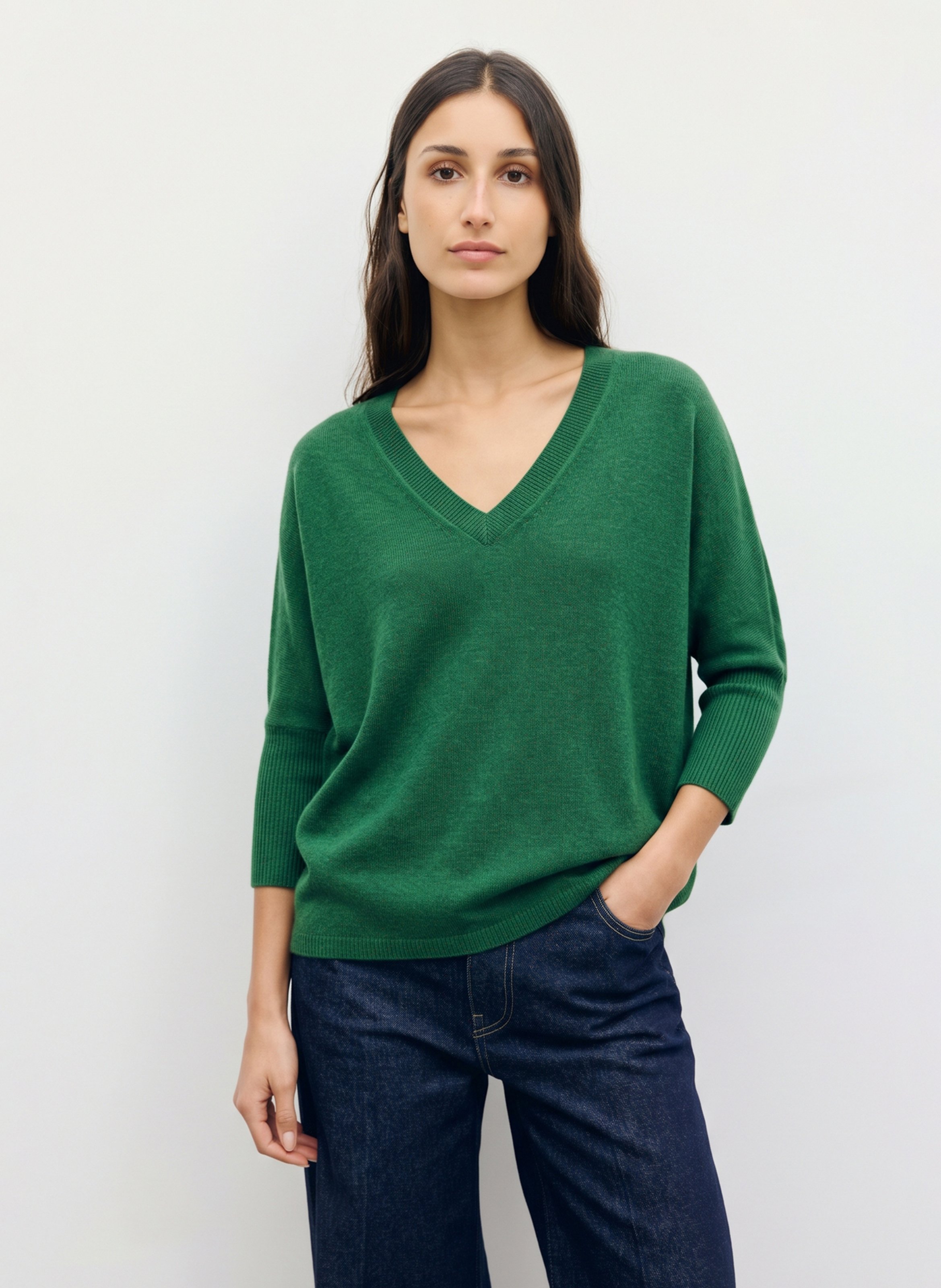 Pull ample col v en cachemire GERARD DAREL Vert