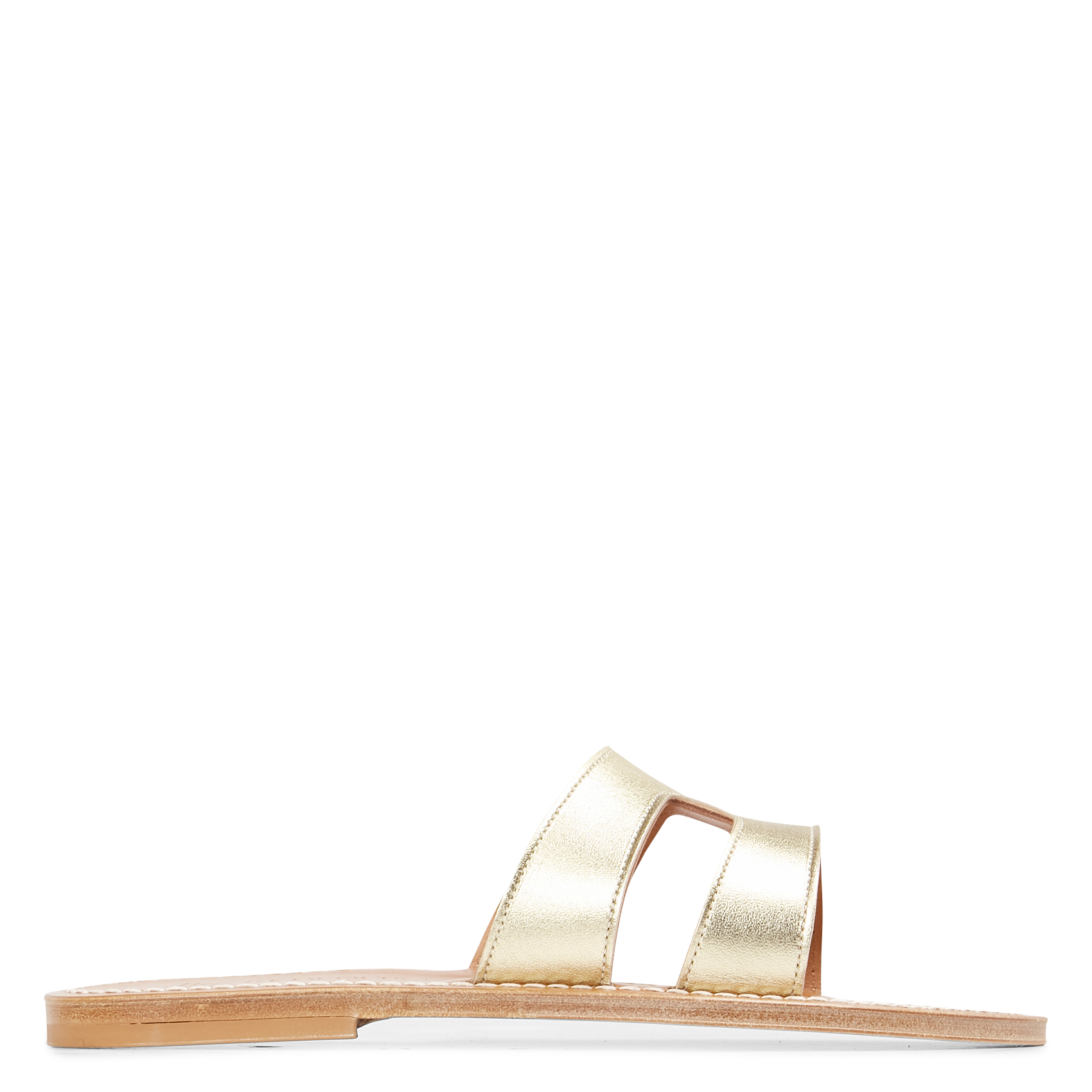 Platte, leren muiltjes K JACQUES Goudkleurig