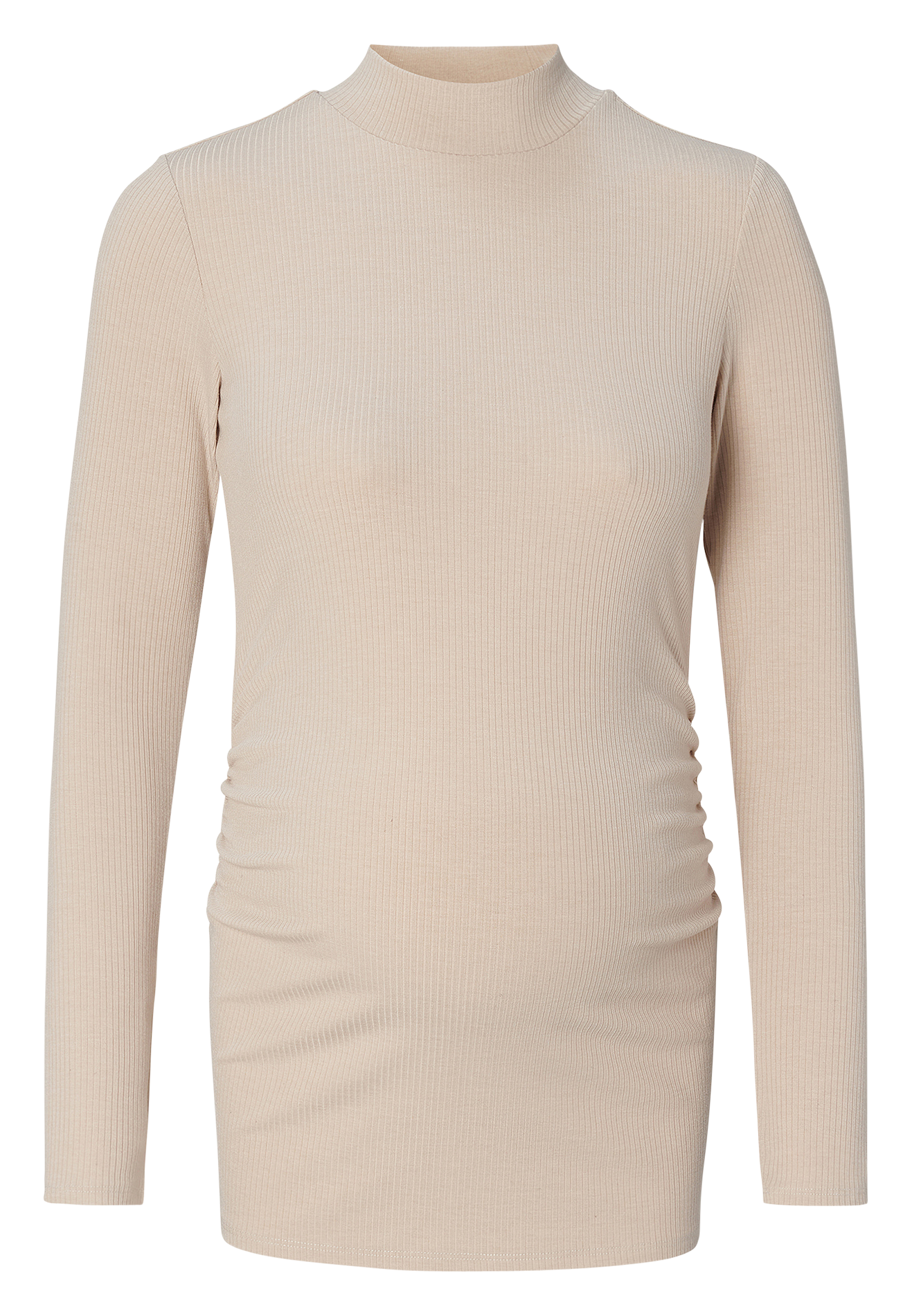 Schwangerschafts-T-Shirt mit Stehkragen Beige