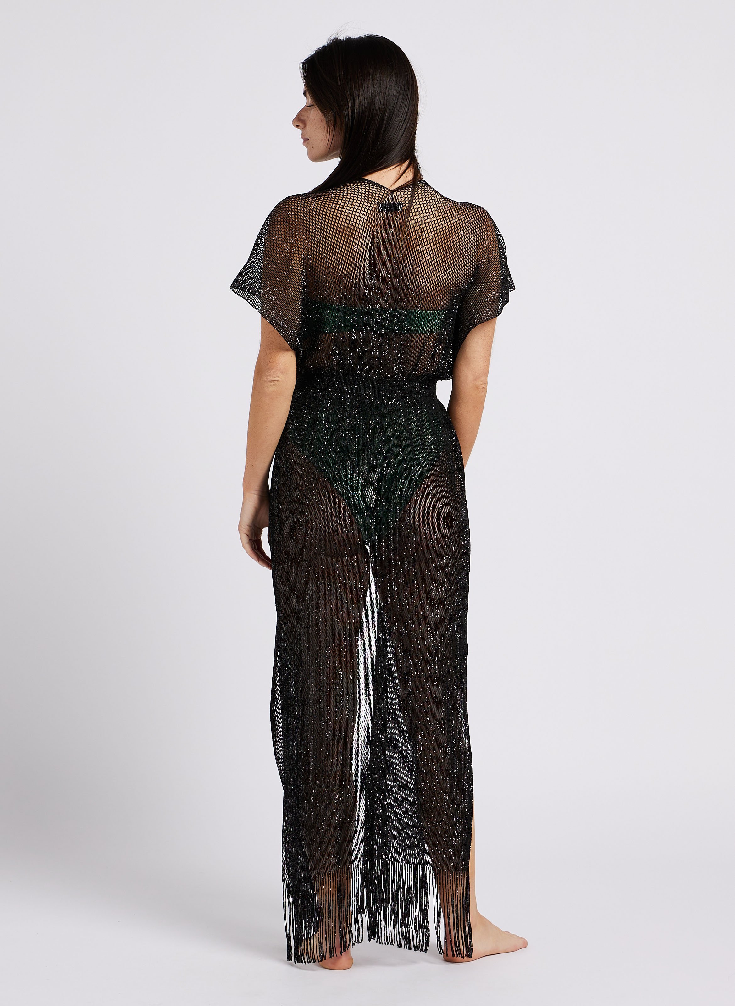 Strand kimono met pailletten BELIZA Zwart