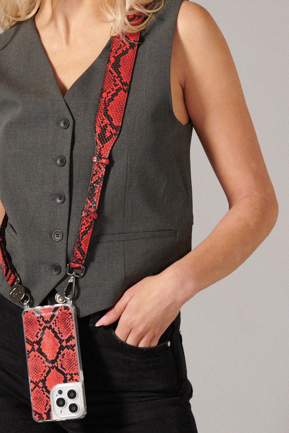 Vegan leather phone strap LA COQUE FRANCAISE Red