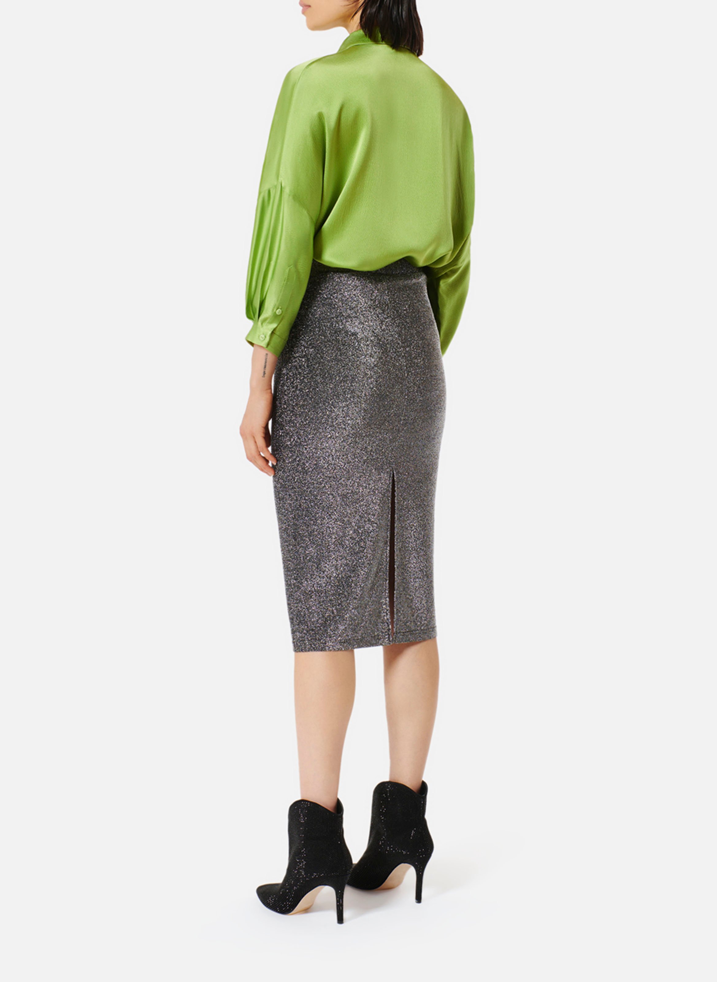 Halflange, nauwsluitende rok met split middenachter KARMA KOMA Zilver