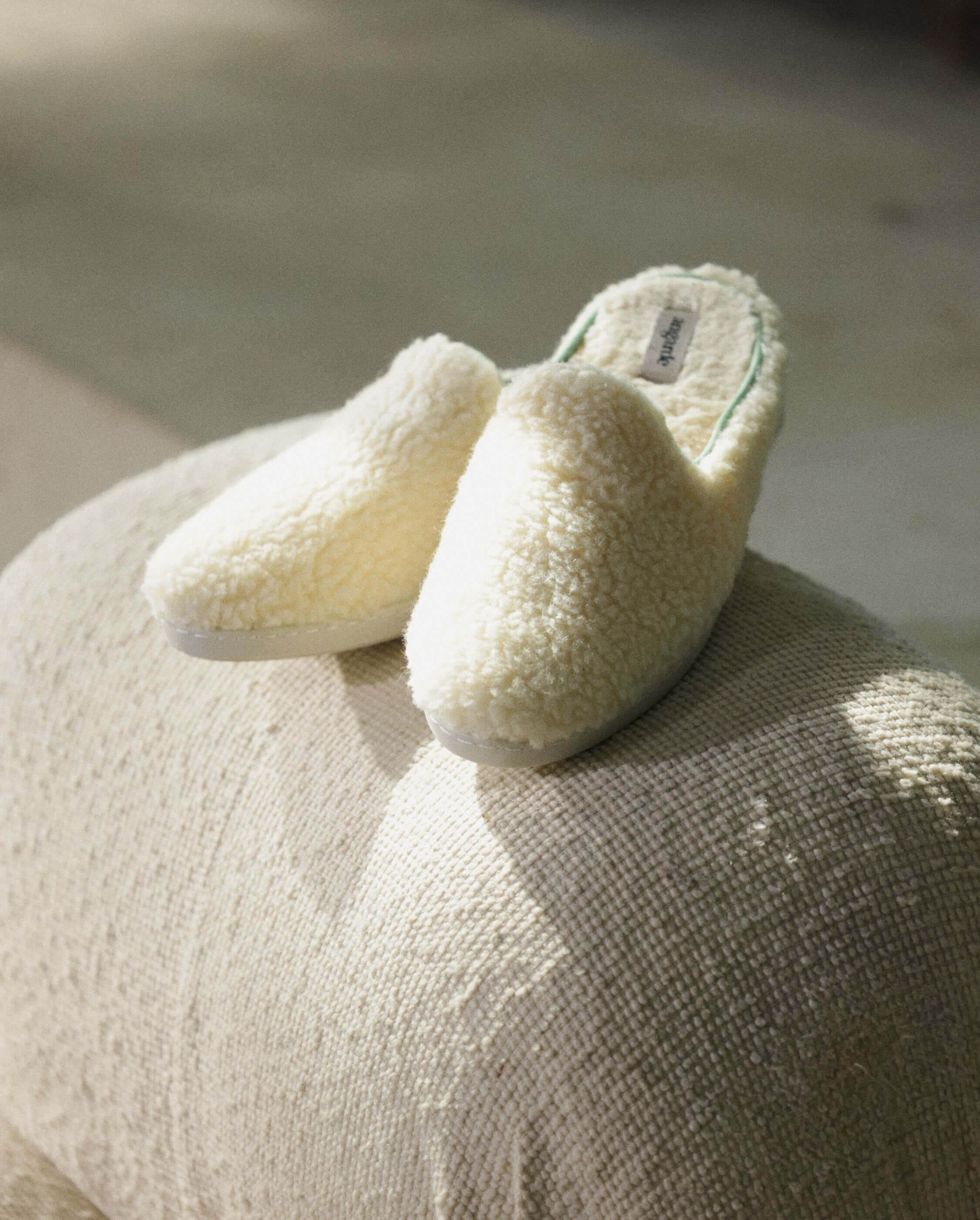 Women's wool bouclé mule, sage white ANGARDE White