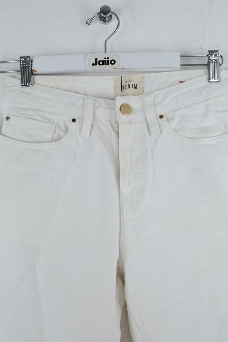 Cotton straight jeans White